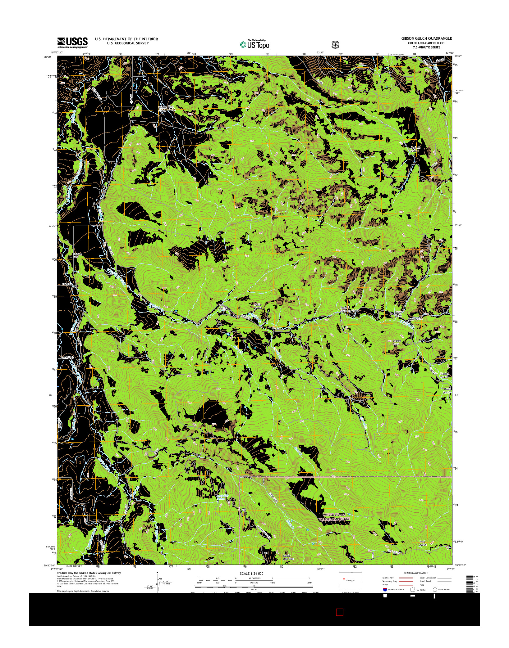 USGS US TOPO 7.5-MINUTE MAP FOR GIBSON GULCH, CO 2016