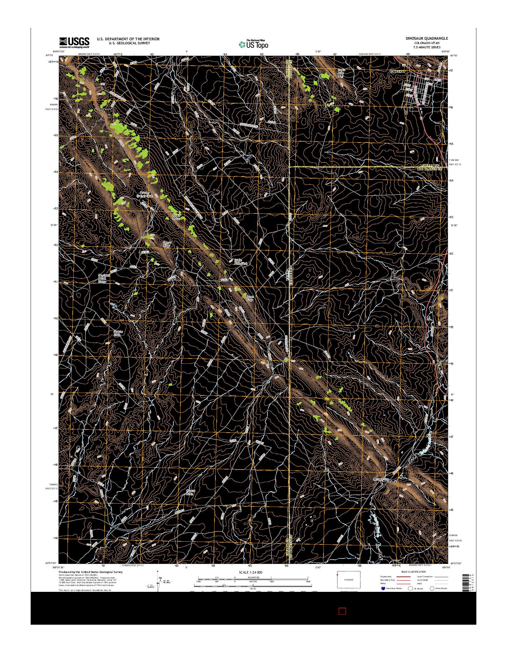 USGS US TOPO 7.5-MINUTE MAP FOR DINOSAUR, CO-UT 2016