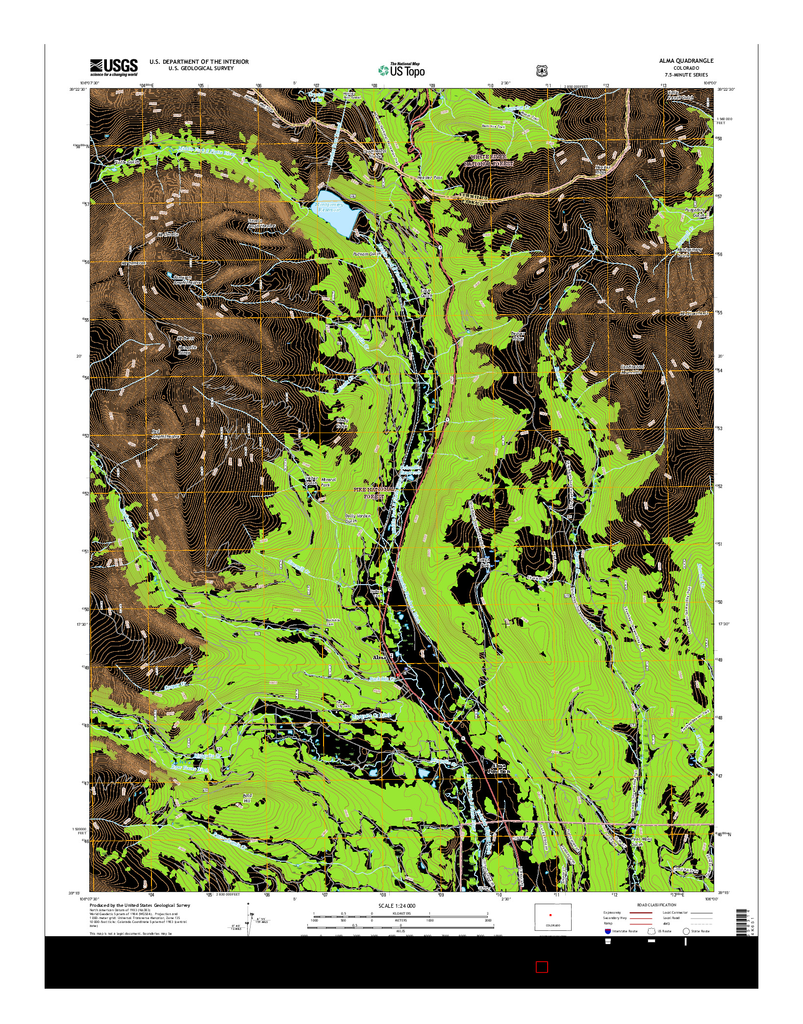 USGS US TOPO 7.5-MINUTE MAP FOR ALMA, CO 2016