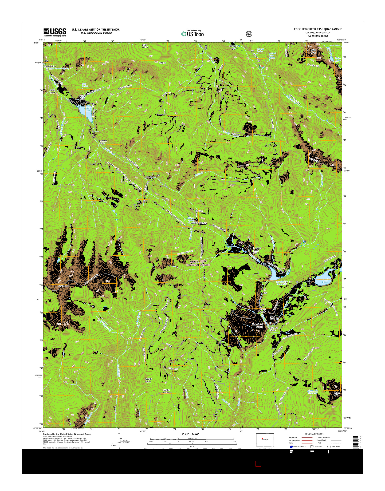 USGS US TOPO 7.5-MINUTE MAP FOR CROOKED CREEK PASS, CO 2016