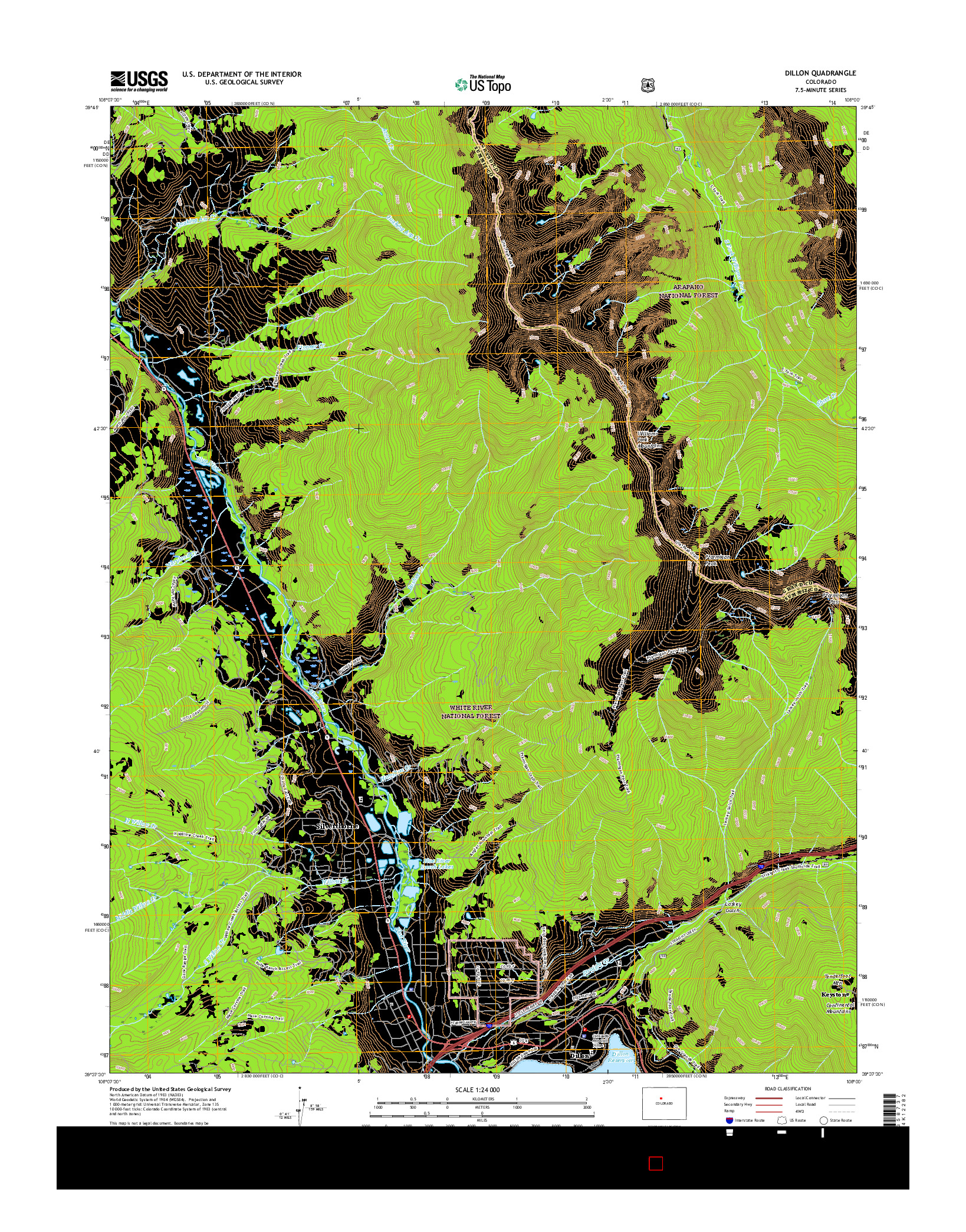 USGS US TOPO 7.5-MINUTE MAP FOR DILLON, CO 2016