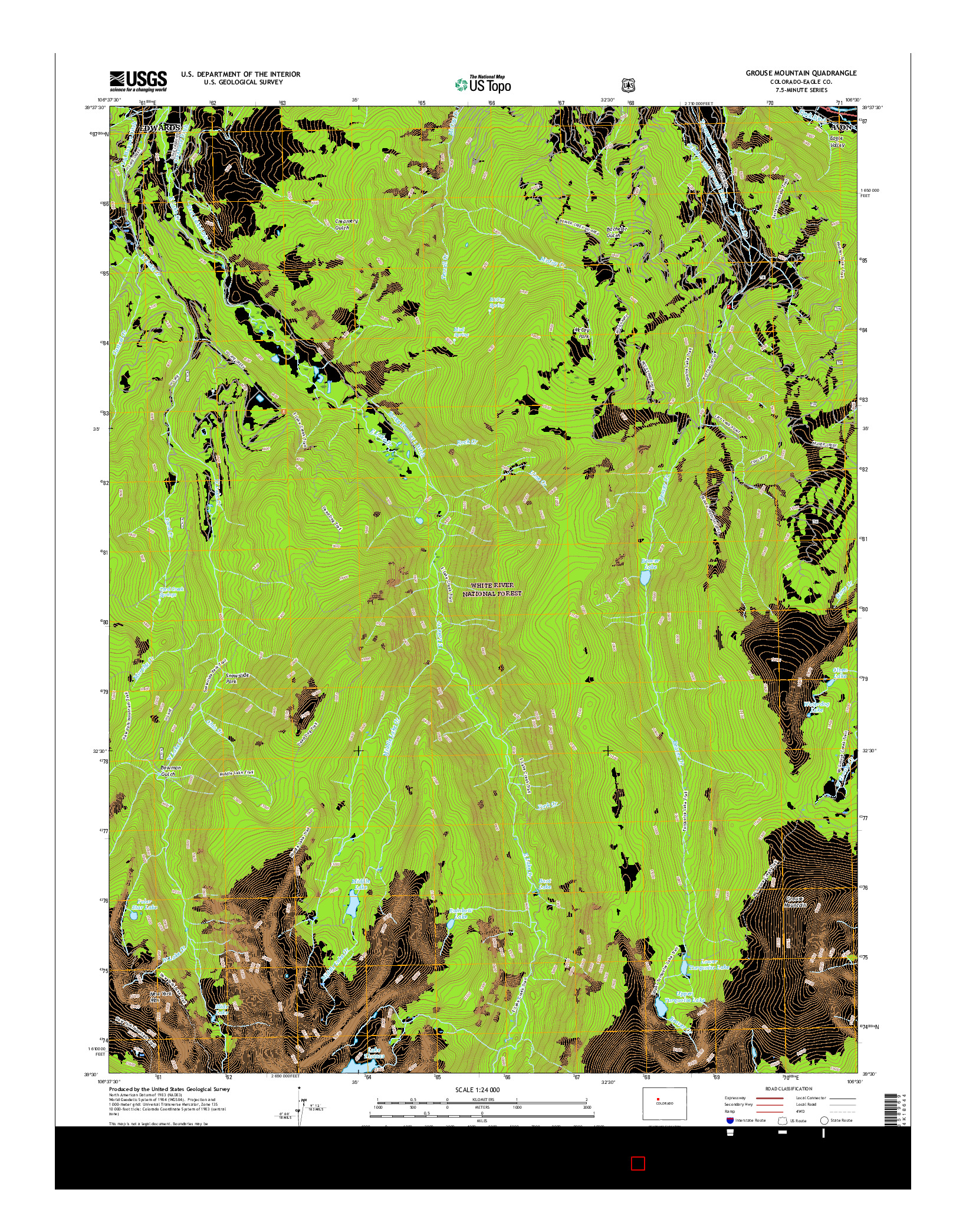 USGS US TOPO 7.5-MINUTE MAP FOR GROUSE MOUNTAIN, CO 2016