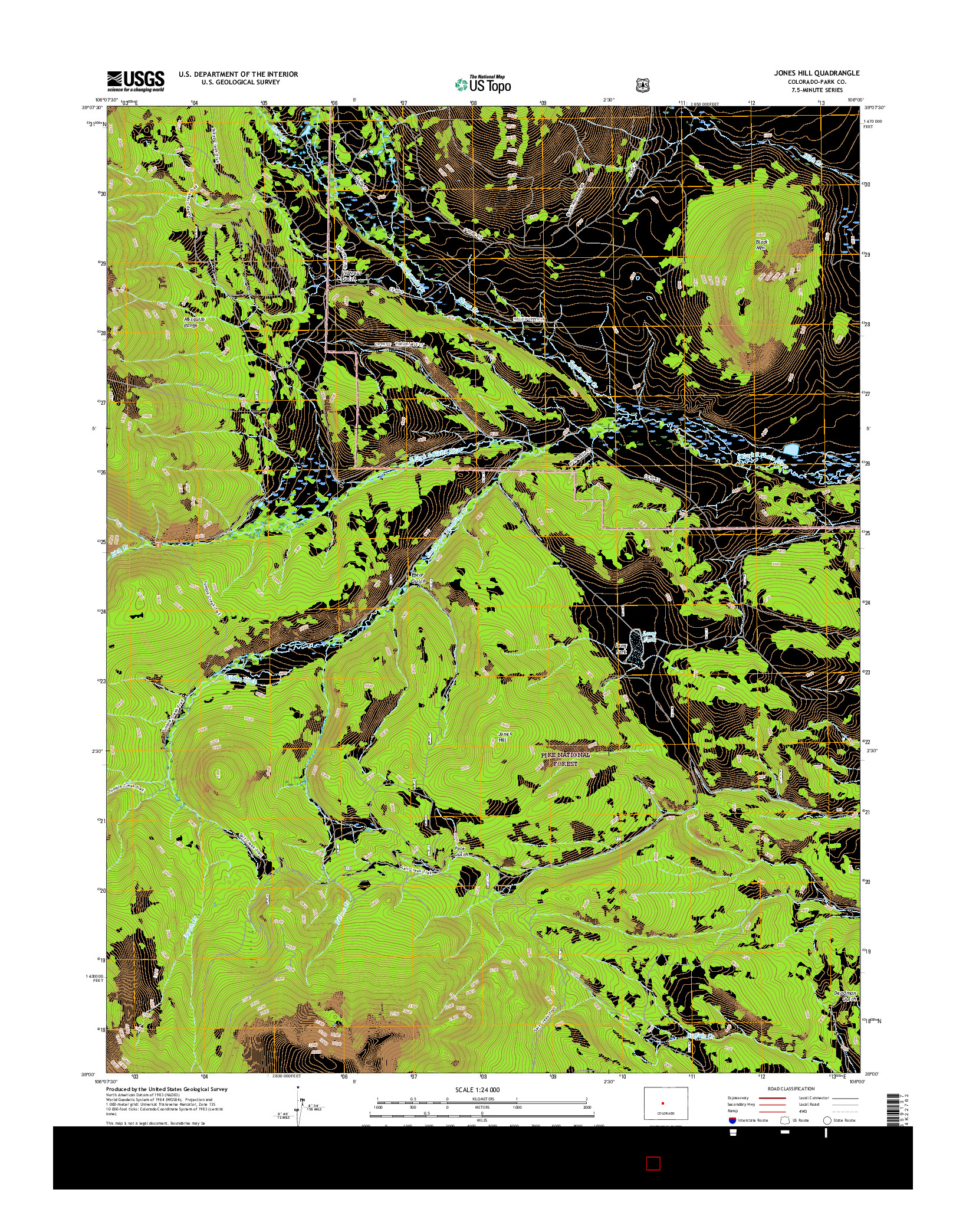 USGS US TOPO 7.5-MINUTE MAP FOR JONES HILL, CO 2016