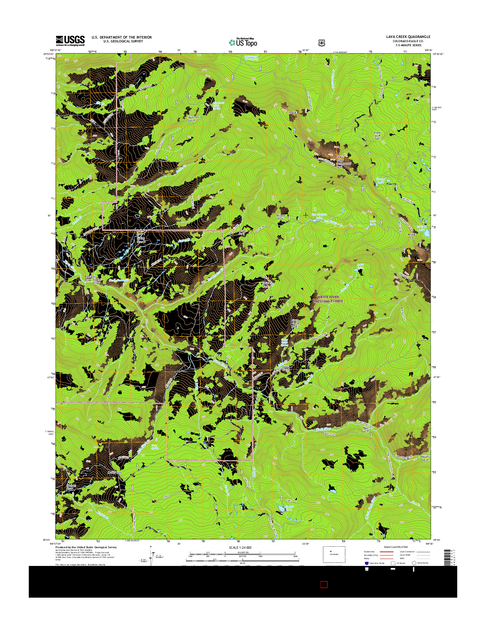 USGS US TOPO 7.5-MINUTE MAP FOR LAVA CREEK, CO 2016