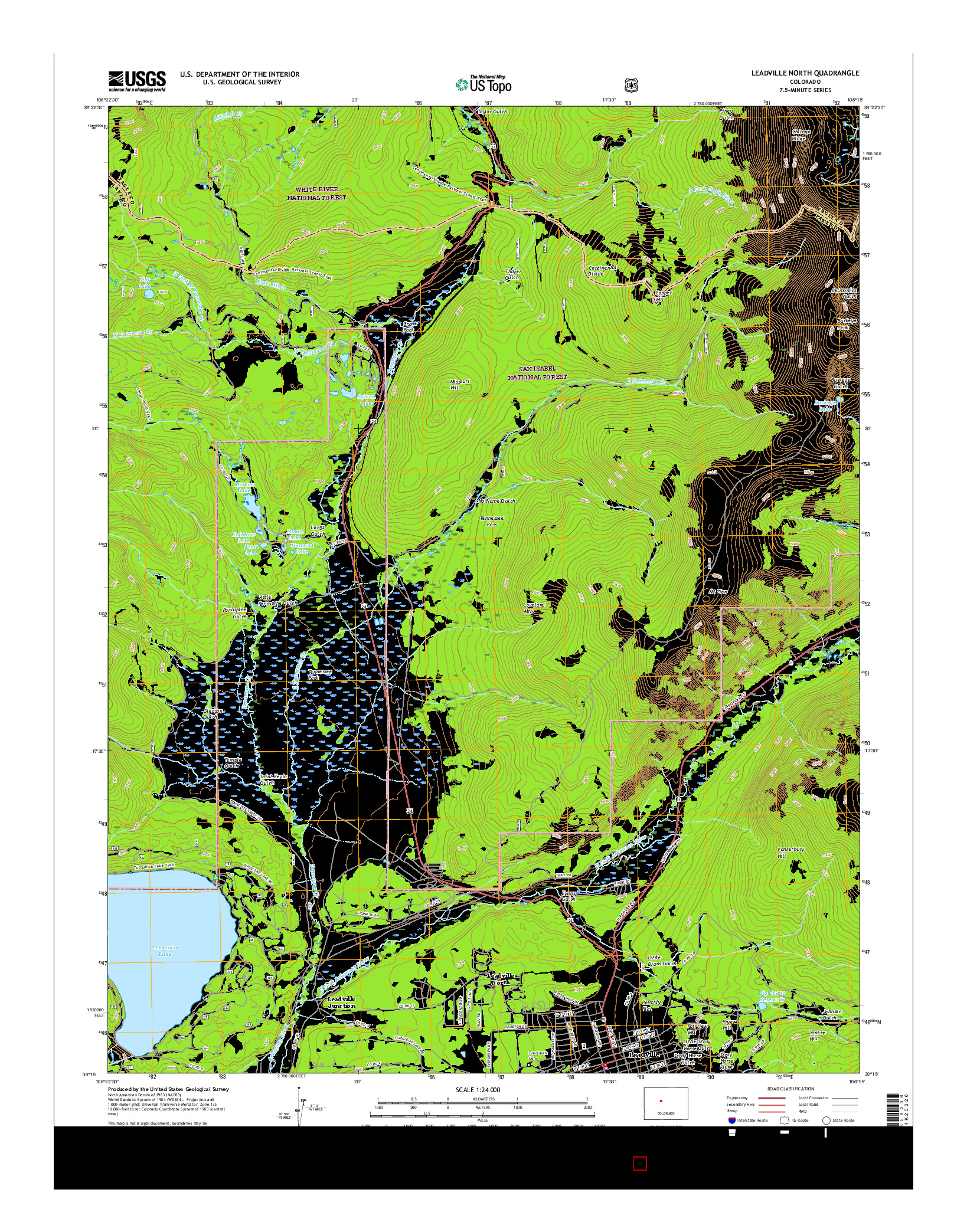 USGS US TOPO 7.5-MINUTE MAP FOR LEADVILLE NORTH, CO 2016