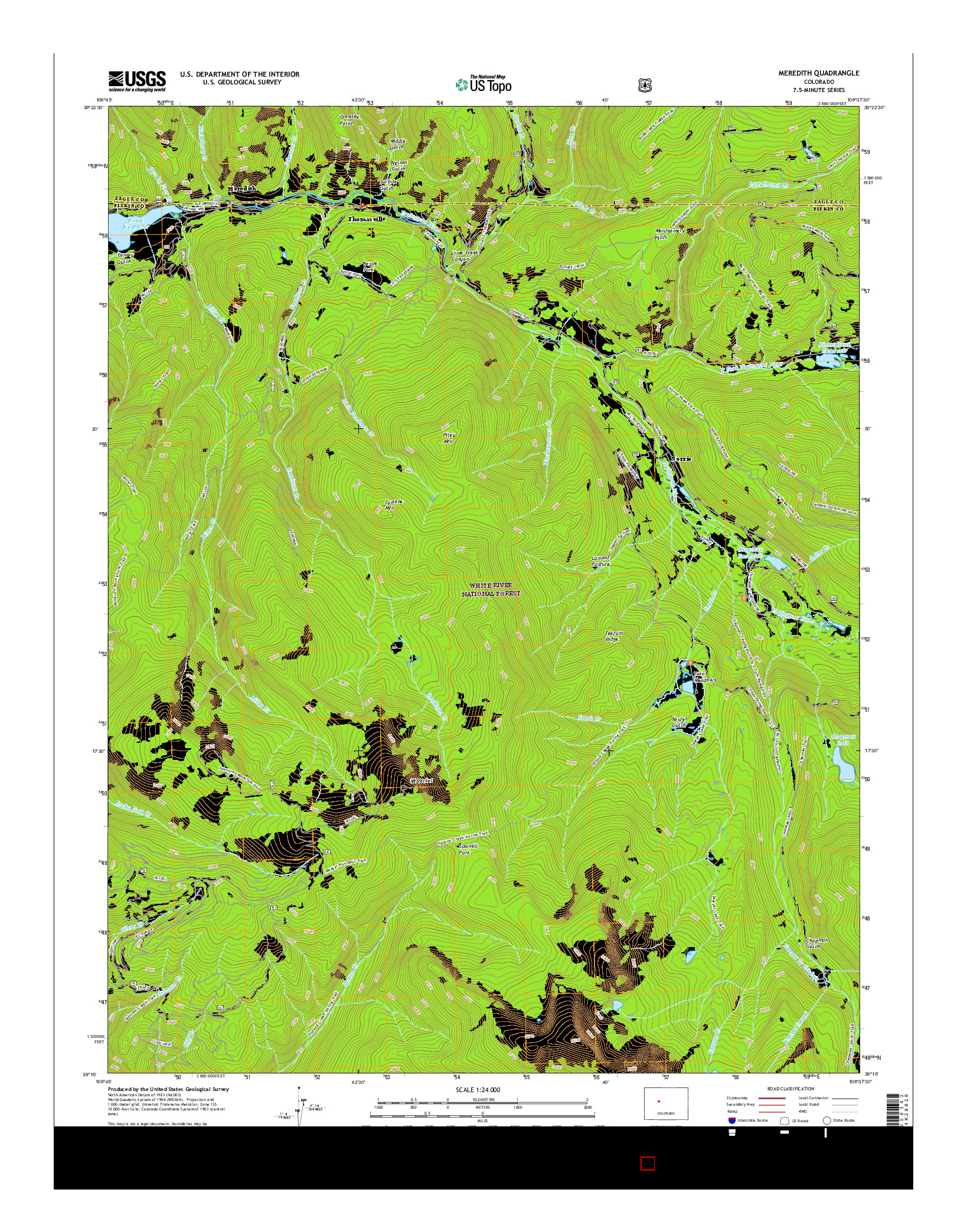 USGS US TOPO 7.5-MINUTE MAP FOR MEREDITH, CO 2016