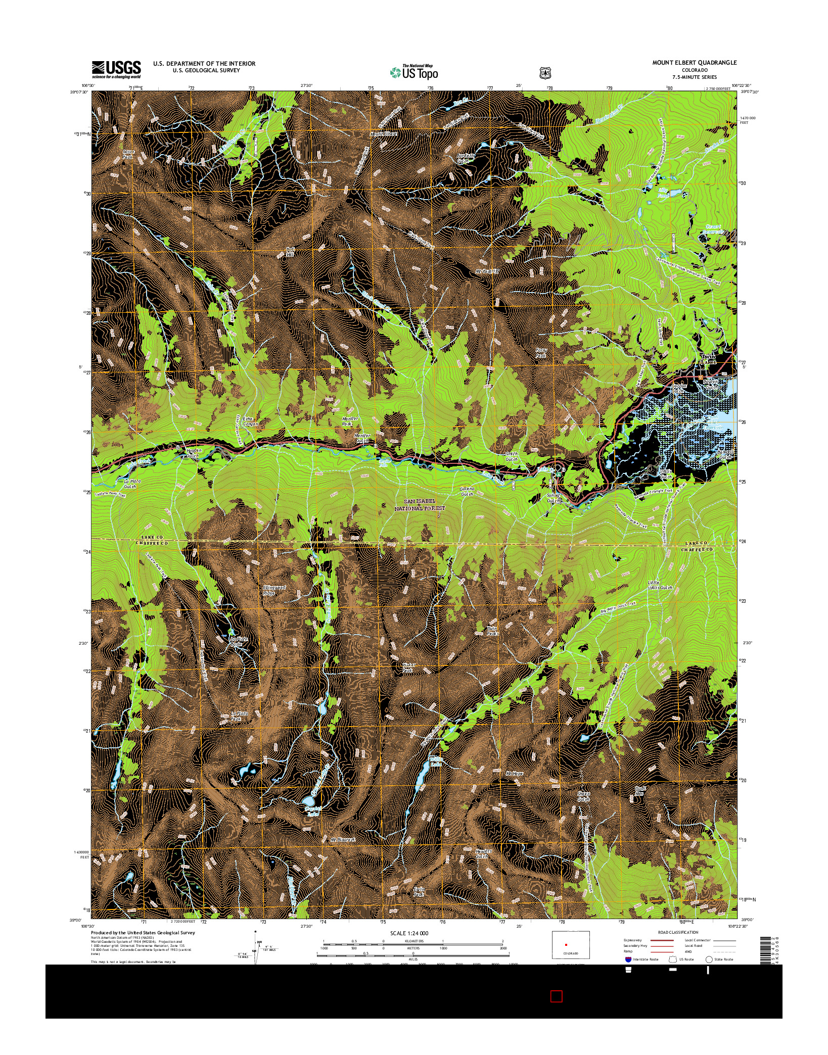 USGS US TOPO 7.5-MINUTE MAP FOR MOUNT ELBERT, CO 2016