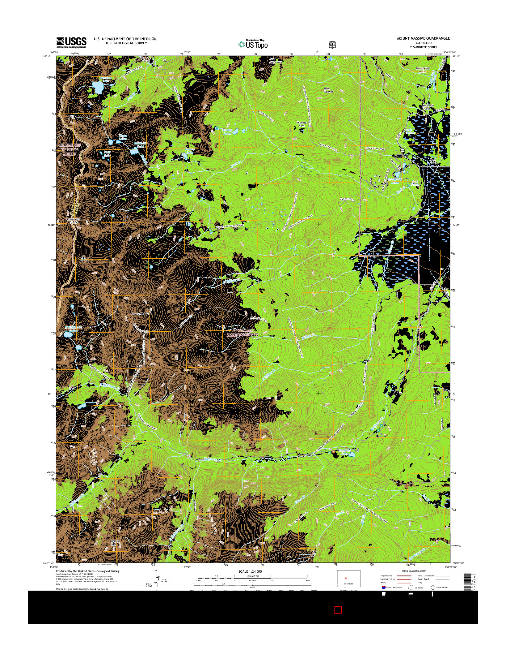 USGS US TOPO 7.5-MINUTE MAP FOR MOUNT MASSIVE, CO 2016