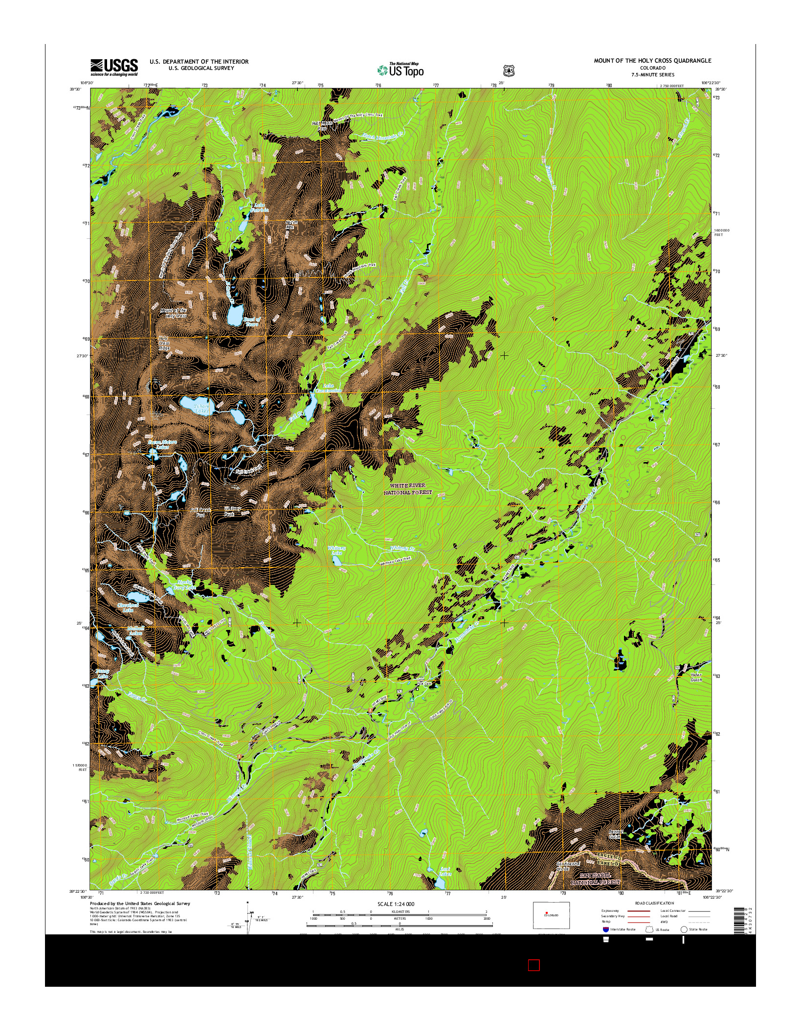 USGS US TOPO 7.5-MINUTE MAP FOR MOUNT OF THE HOLY CROSS, CO 2016