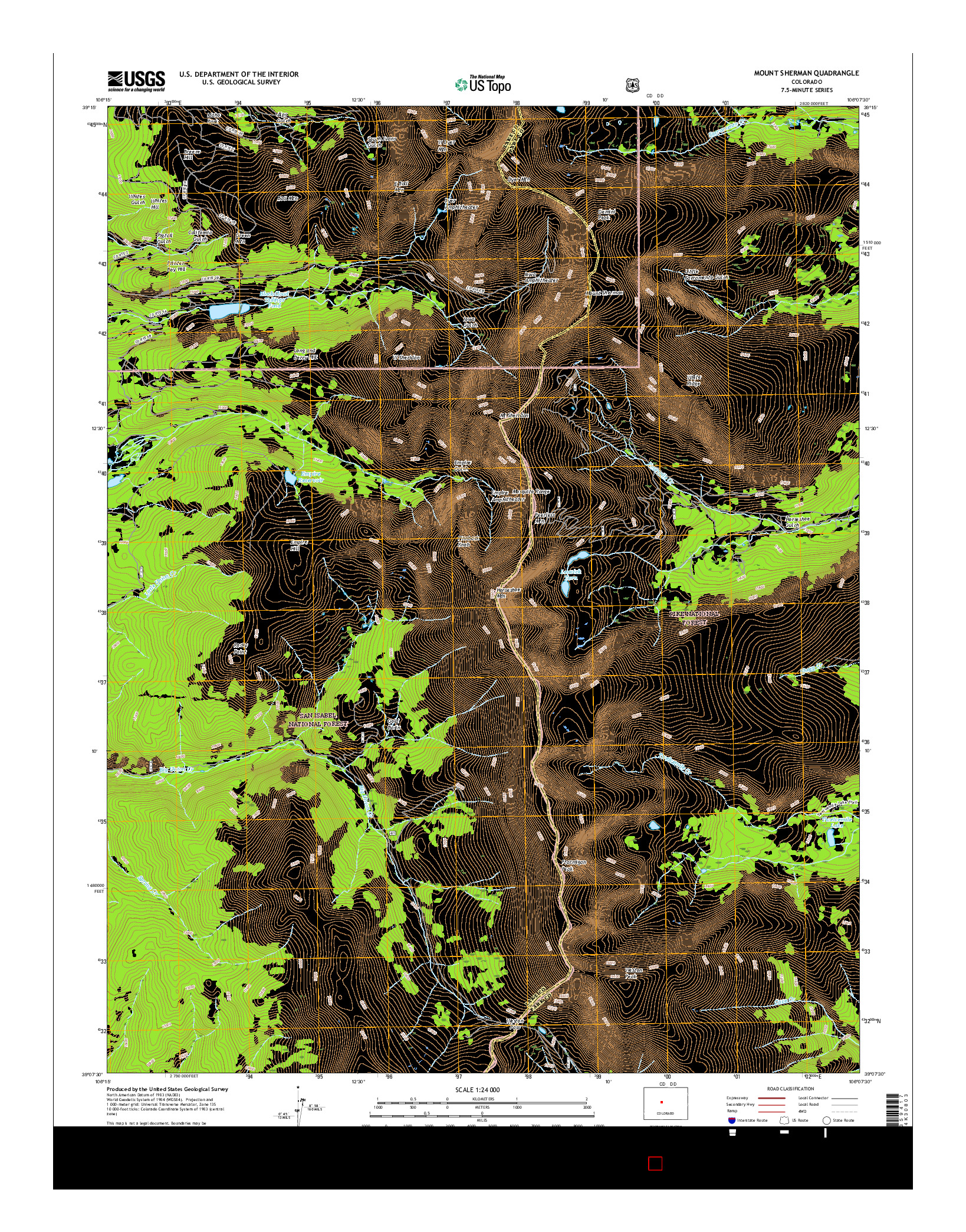 USGS US TOPO 7.5-MINUTE MAP FOR MOUNT SHERMAN, CO 2016
