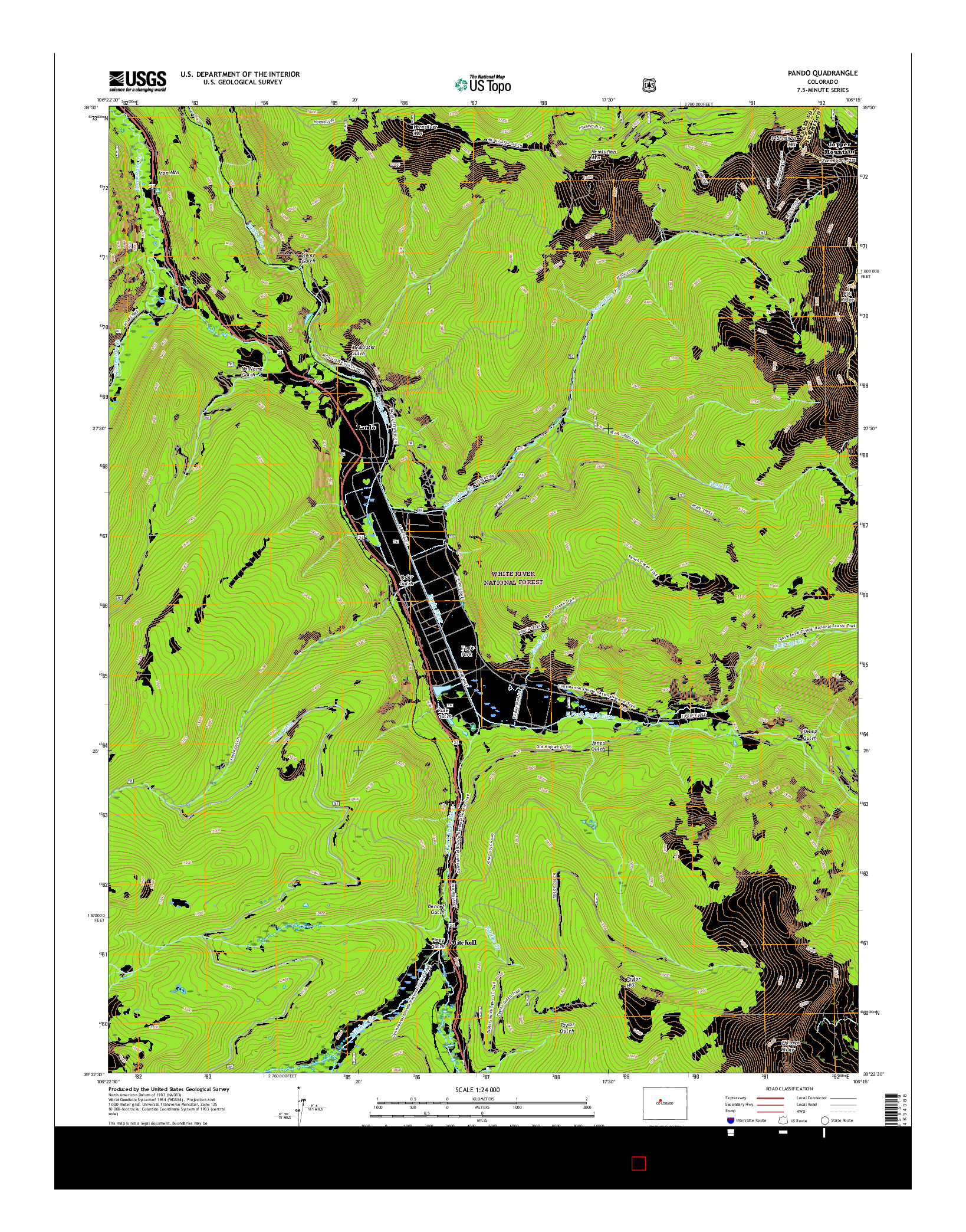 USGS US TOPO 7.5-MINUTE MAP FOR PANDO, CO 2016