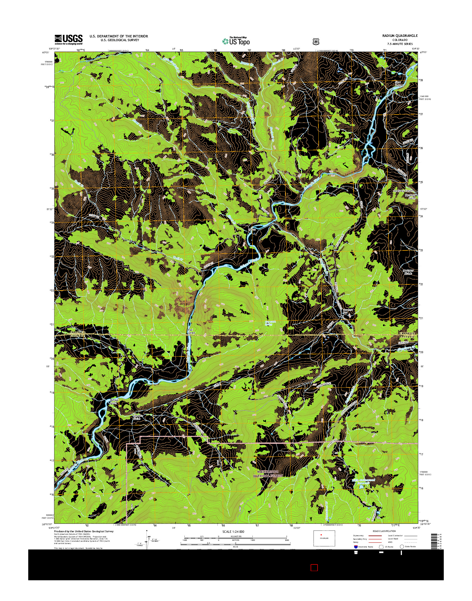 USGS US TOPO 7.5-MINUTE MAP FOR RADIUM, CO 2016