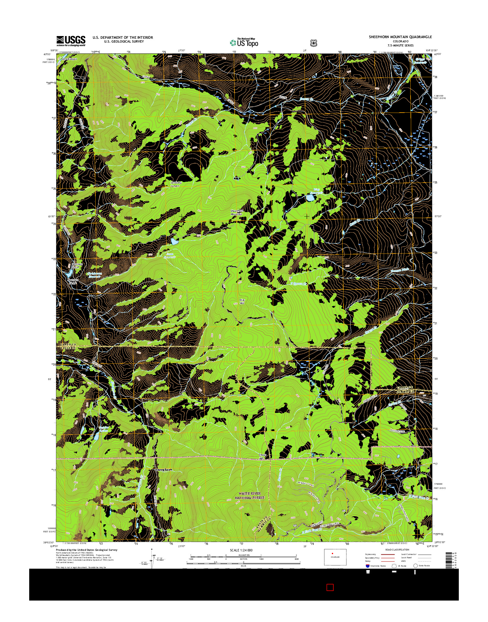 USGS US TOPO 7.5-MINUTE MAP FOR SHEEPHORN MOUNTAIN, CO 2016