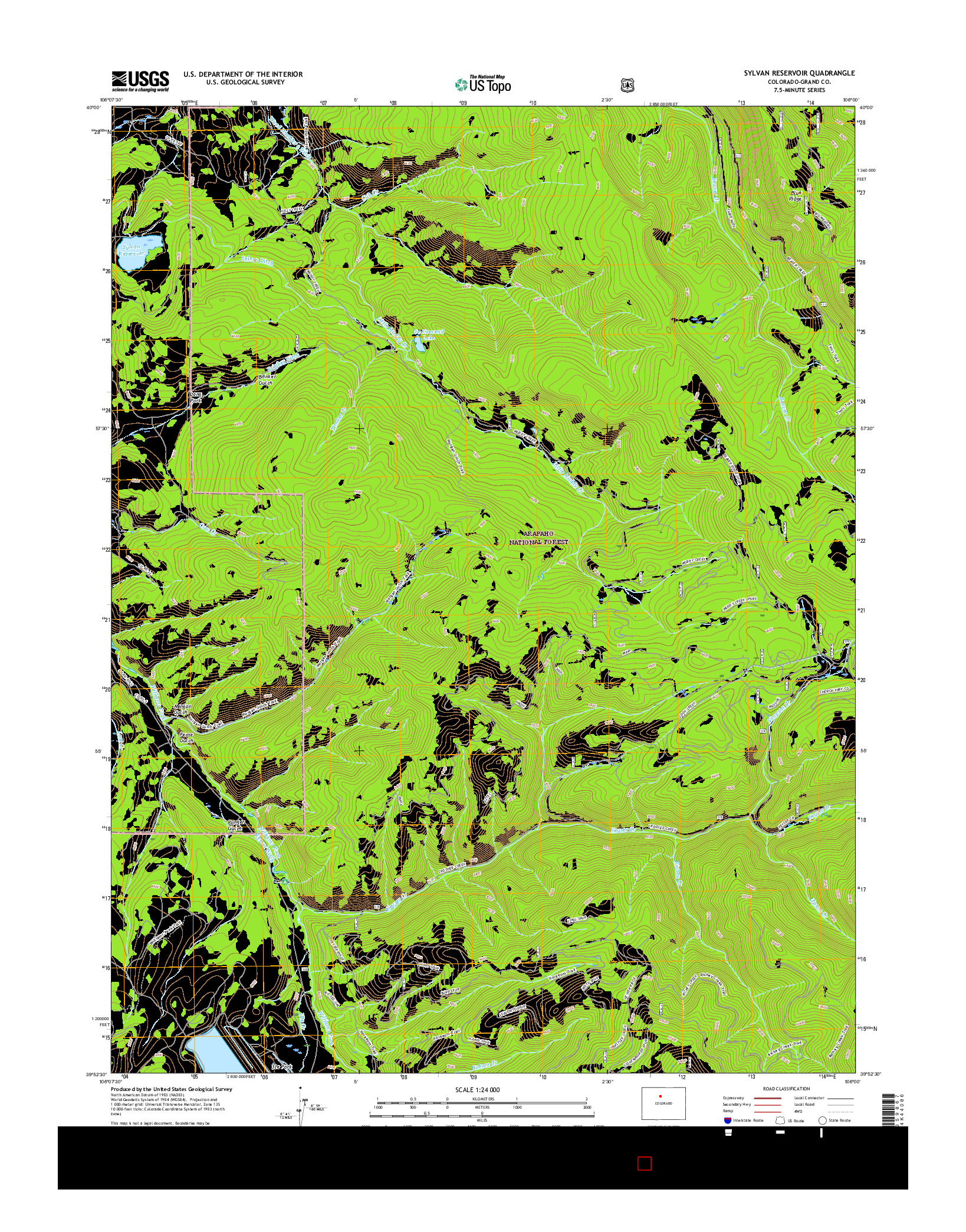 USGS US TOPO 7.5-MINUTE MAP FOR SYLVAN RESERVOIR, CO 2016