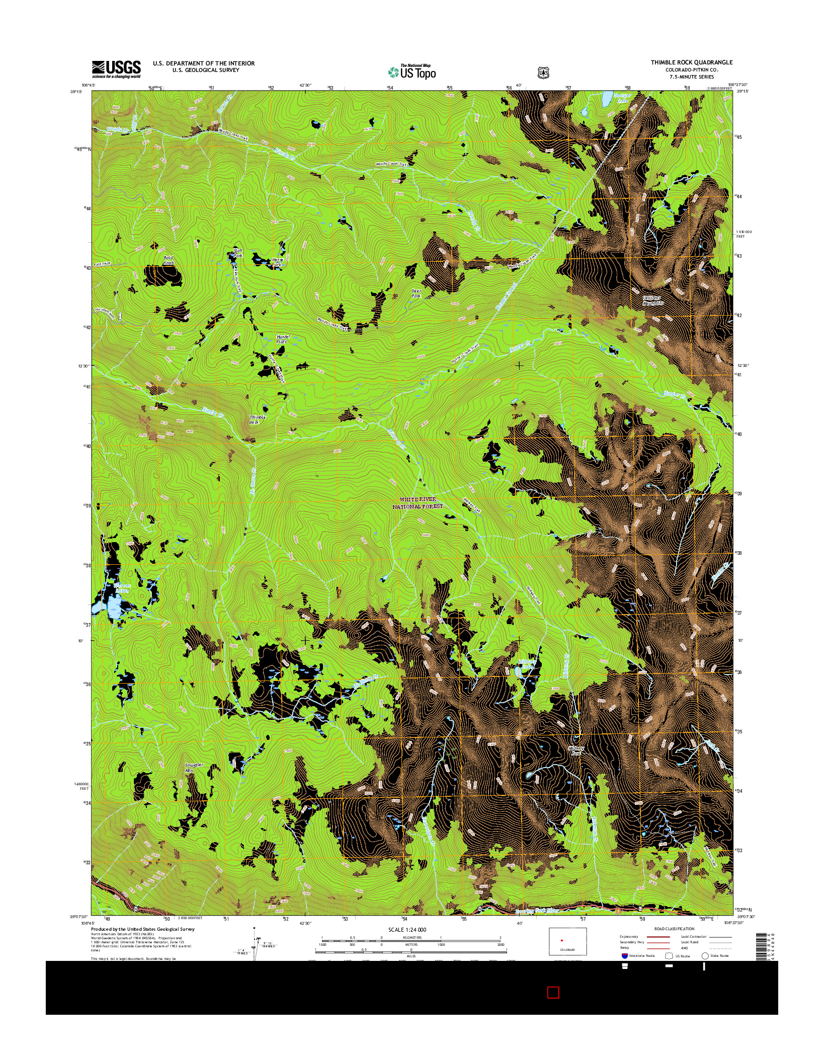 USGS US TOPO 7.5-MINUTE MAP FOR THIMBLE ROCK, CO 2016