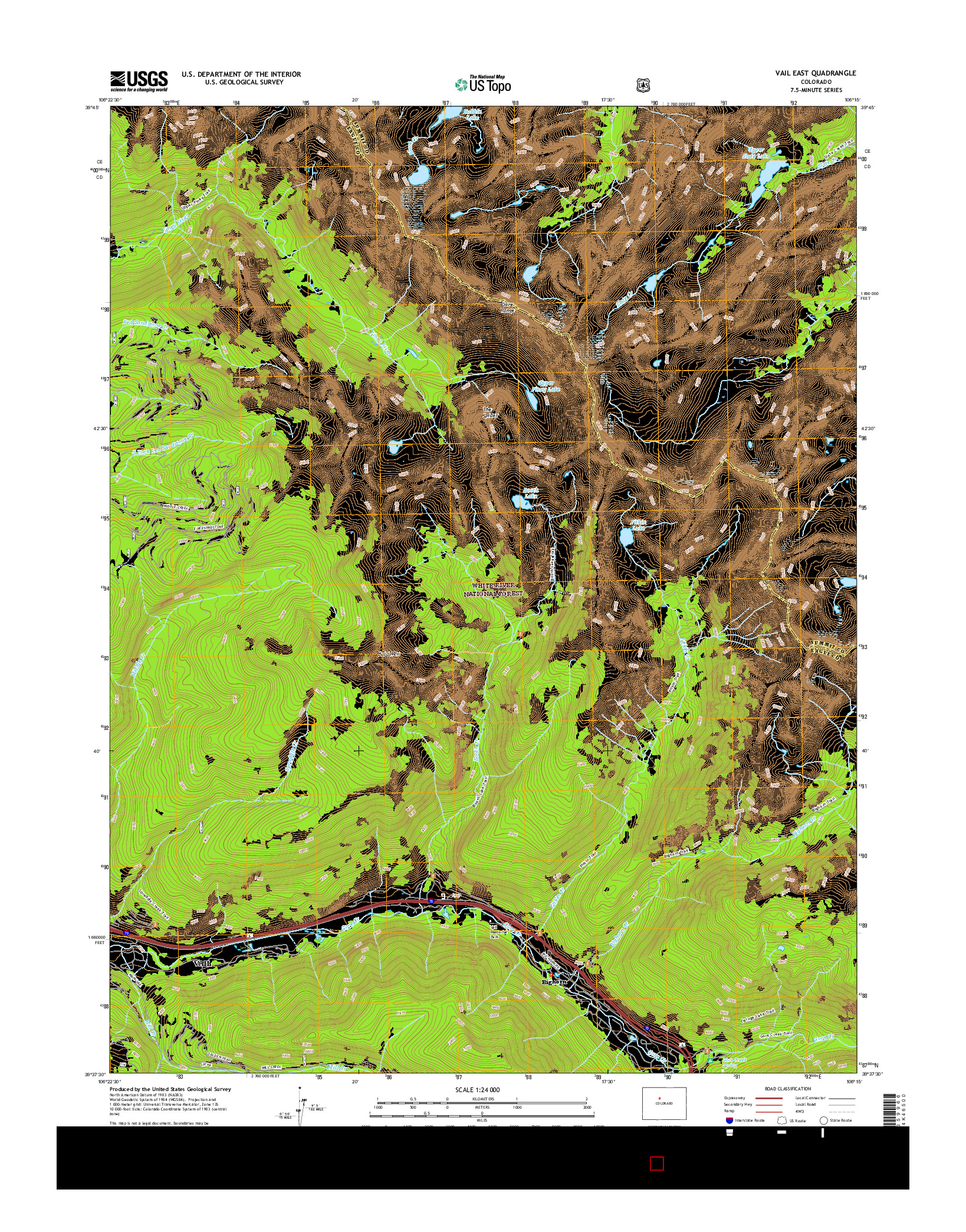 USGS US TOPO 7.5-MINUTE MAP FOR VAIL EAST, CO 2016