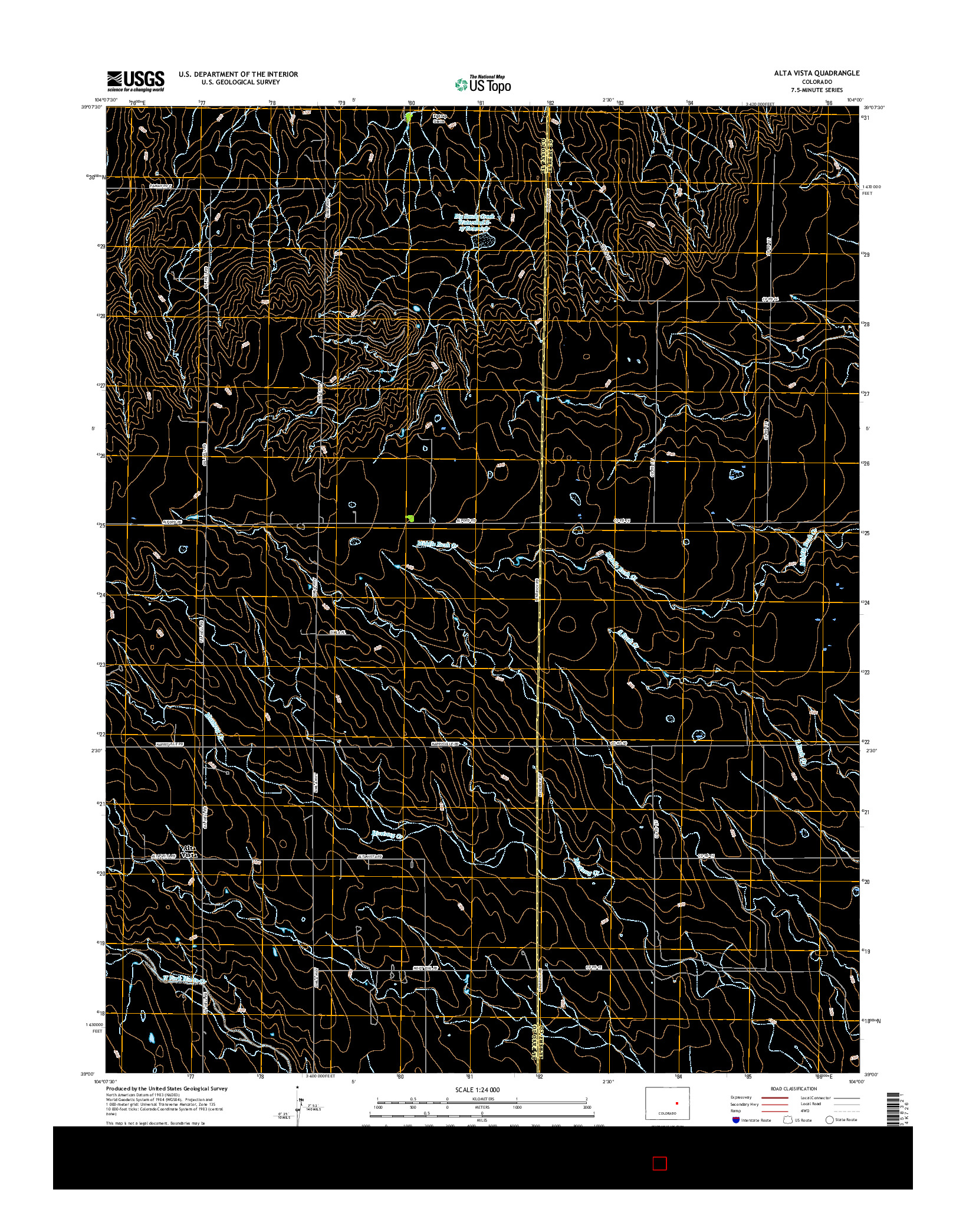 USGS US TOPO 7.5-MINUTE MAP FOR ALTA VISTA, CO 2016