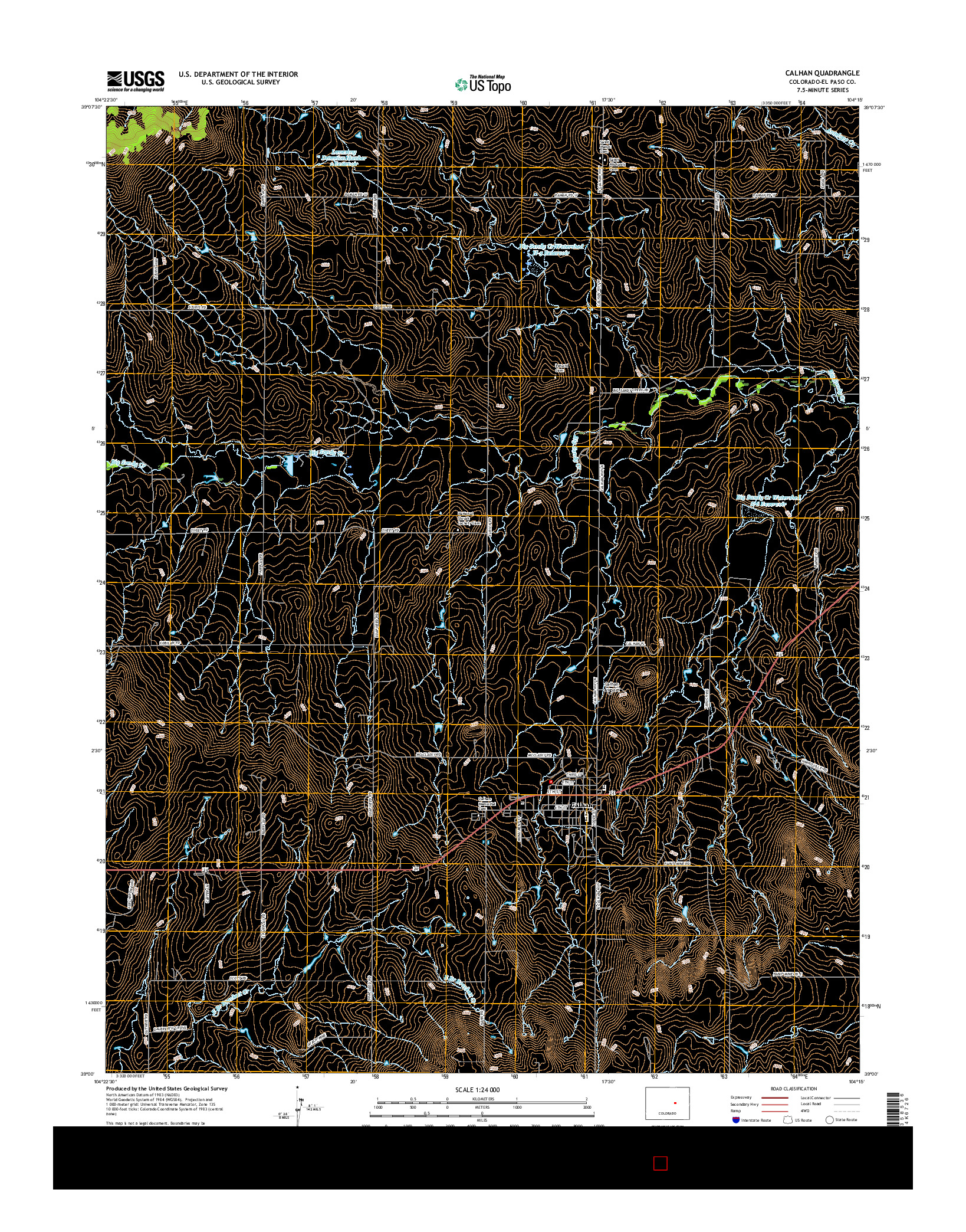 USGS US TOPO 7.5-MINUTE MAP FOR CALHAN, CO 2016