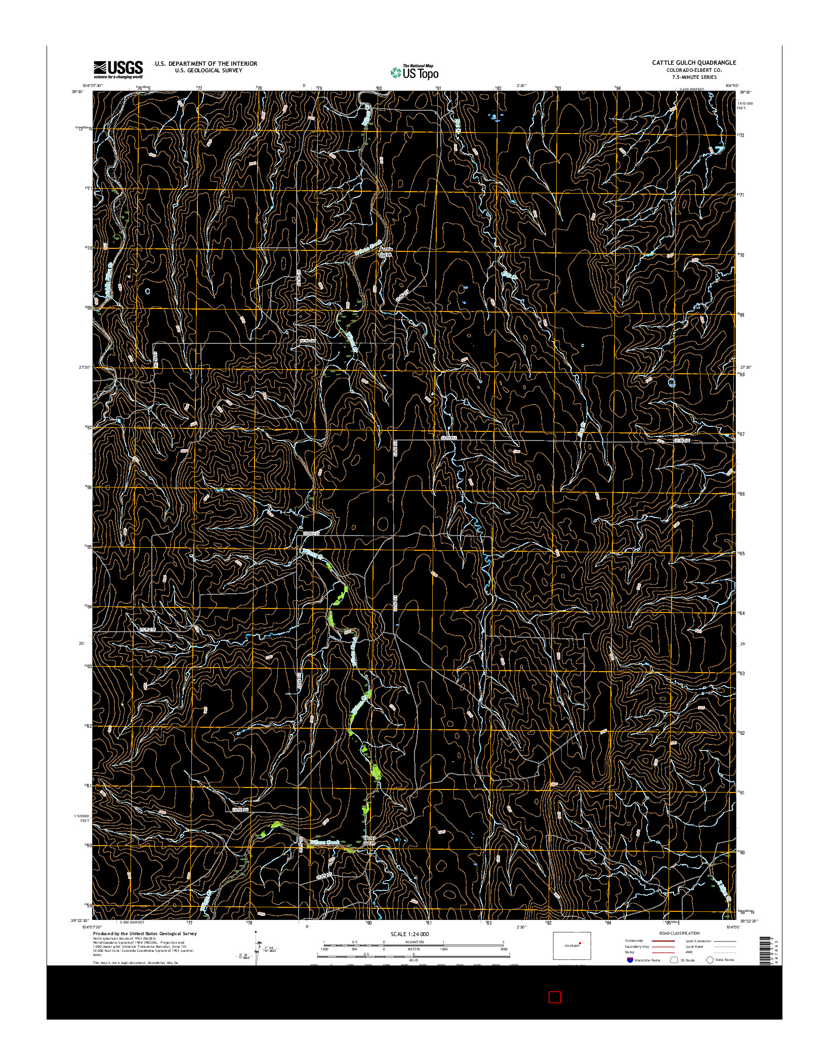 USGS US TOPO 7.5-MINUTE MAP FOR CATTLE GULCH, CO 2016