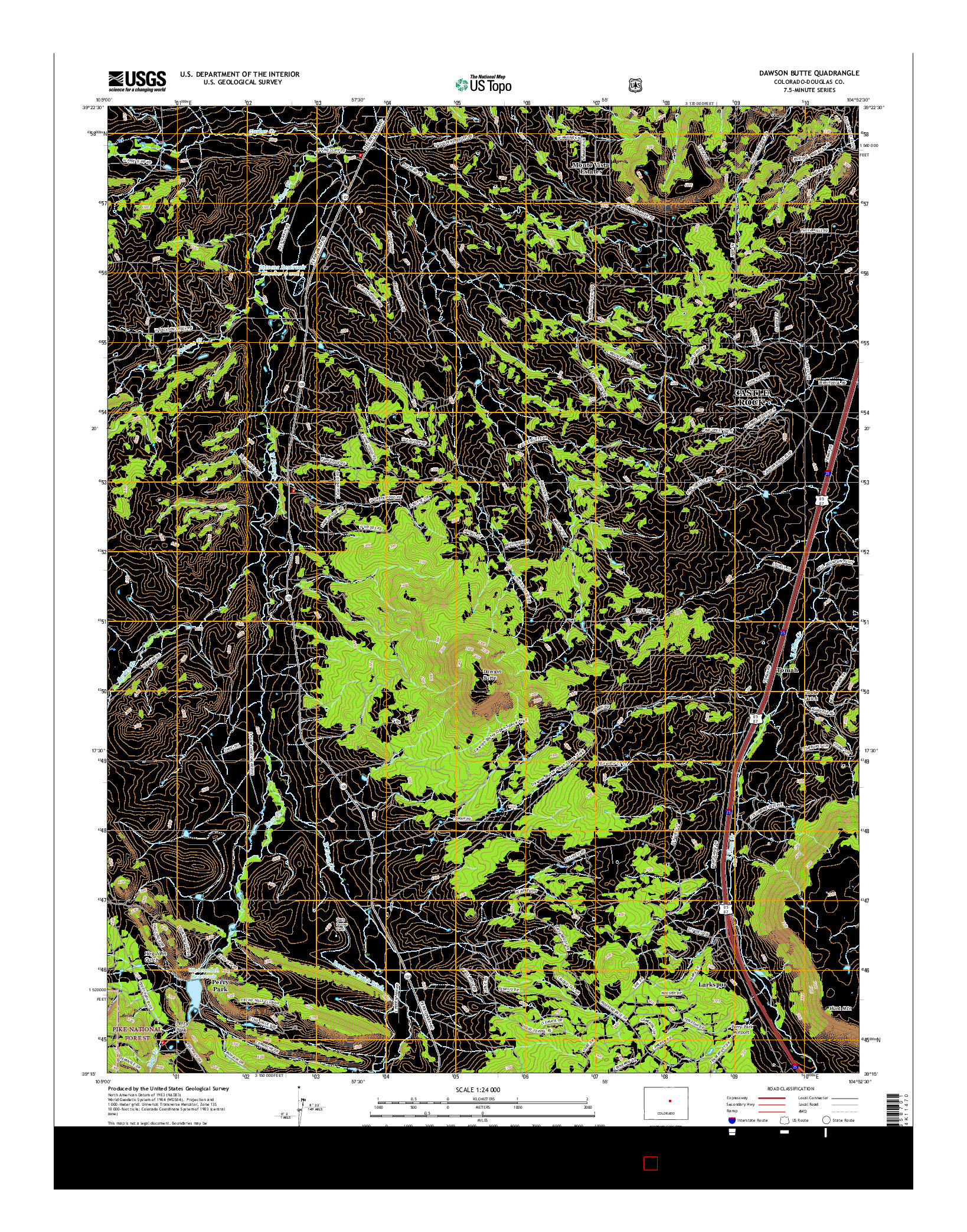 USGS US TOPO 7.5-MINUTE MAP FOR DAWSON BUTTE, CO 2016