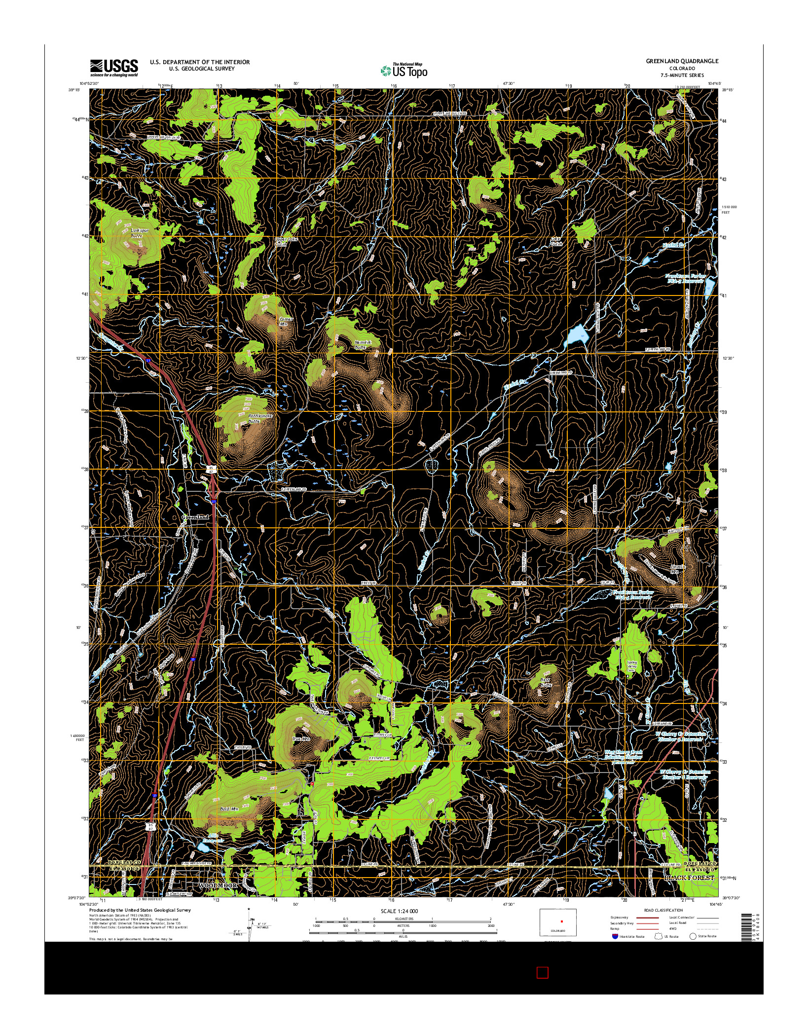 USGS US TOPO 7.5-MINUTE MAP FOR GREENLAND, CO 2016