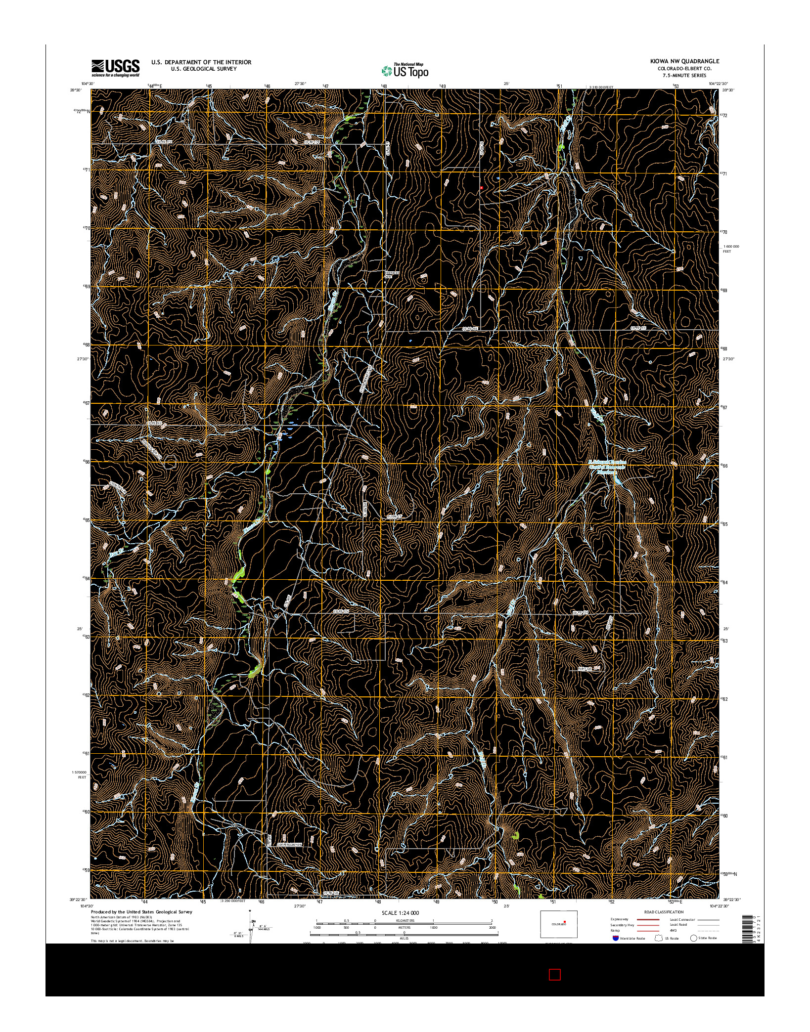 USGS US TOPO 7.5-MINUTE MAP FOR KIOWA NW, CO 2016