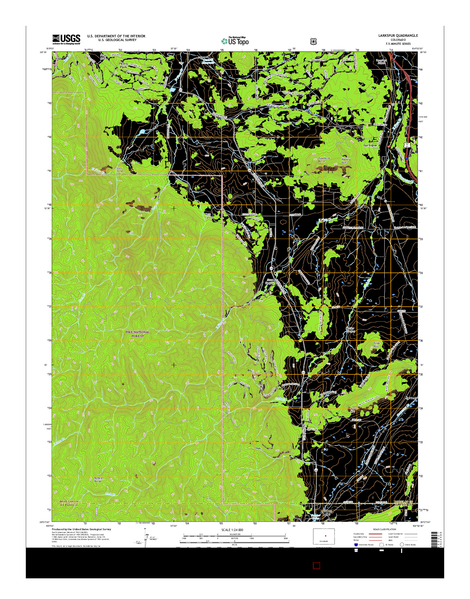 USGS US TOPO 7.5-MINUTE MAP FOR LARKSPUR, CO 2016