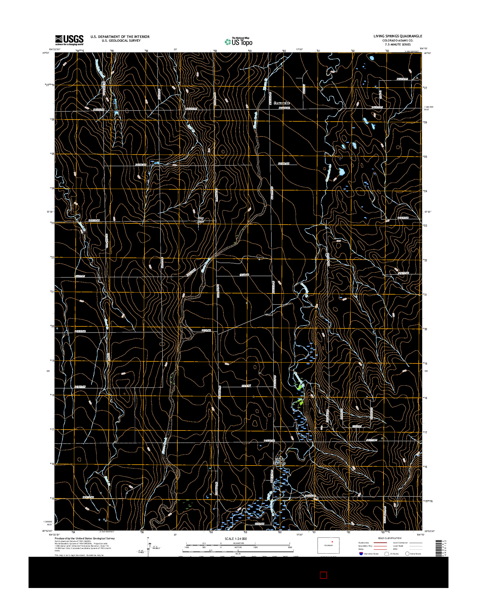 USGS US TOPO 7.5-MINUTE MAP FOR LIVING SPRINGS, CO 2016