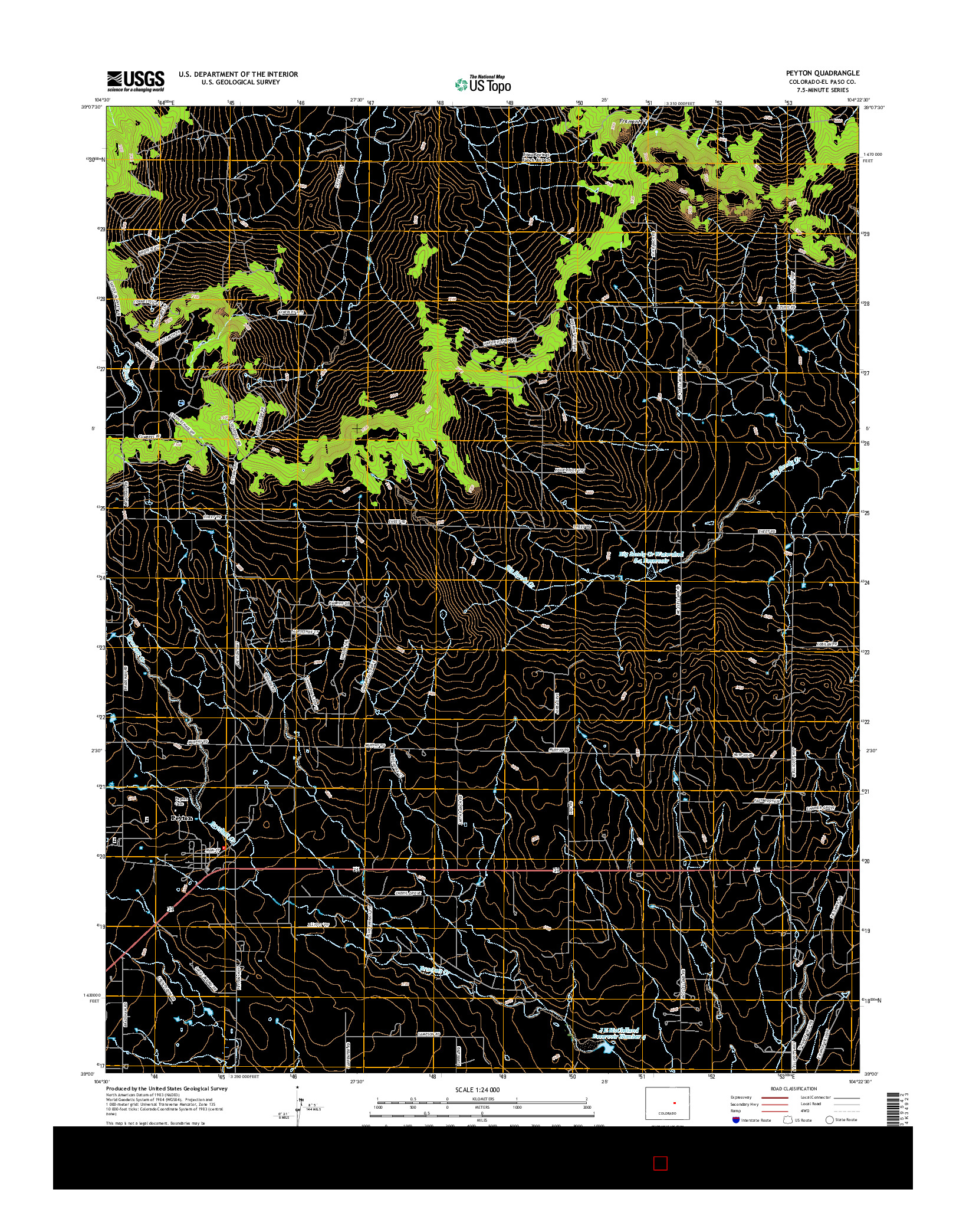 USGS US TOPO 7.5-MINUTE MAP FOR PEYTON, CO 2016