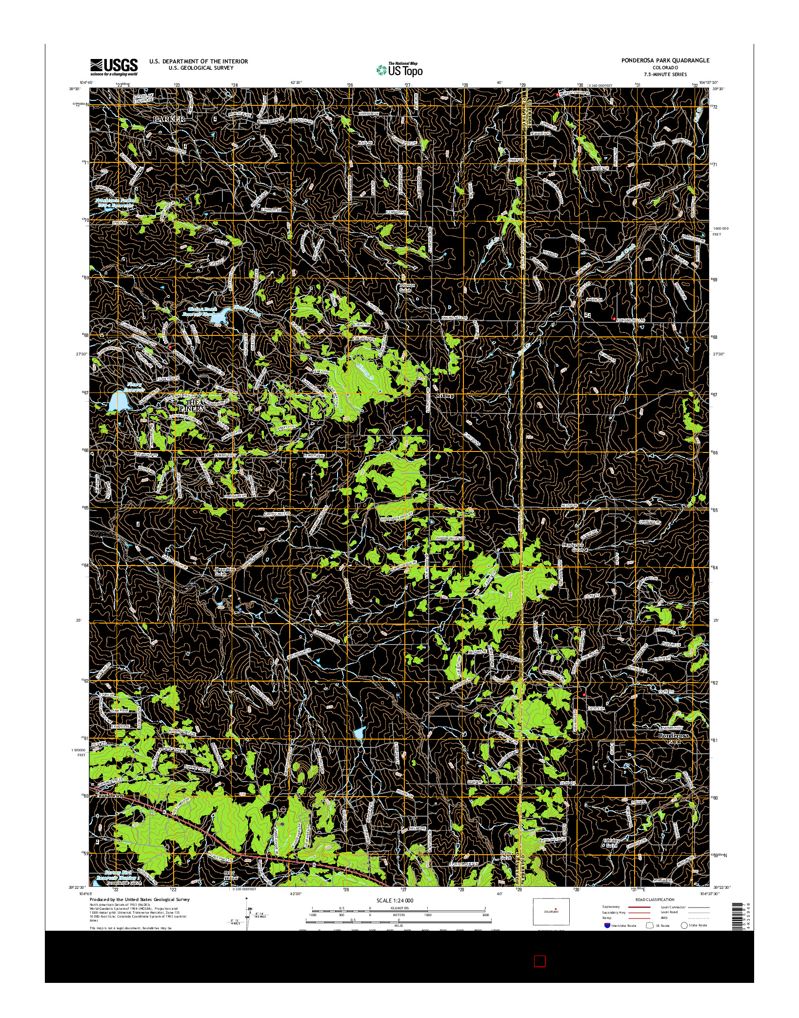 USGS US TOPO 7.5-MINUTE MAP FOR PONDEROSA PARK, CO 2016