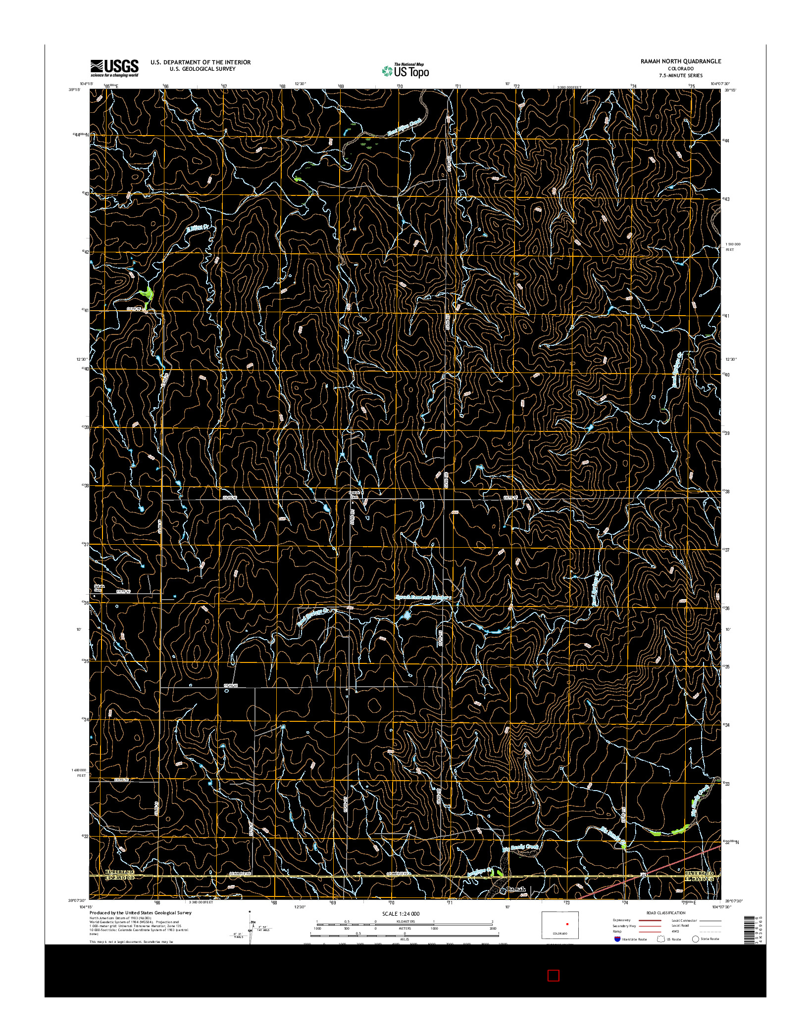 USGS US TOPO 7.5-MINUTE MAP FOR RAMAH NORTH, CO 2016