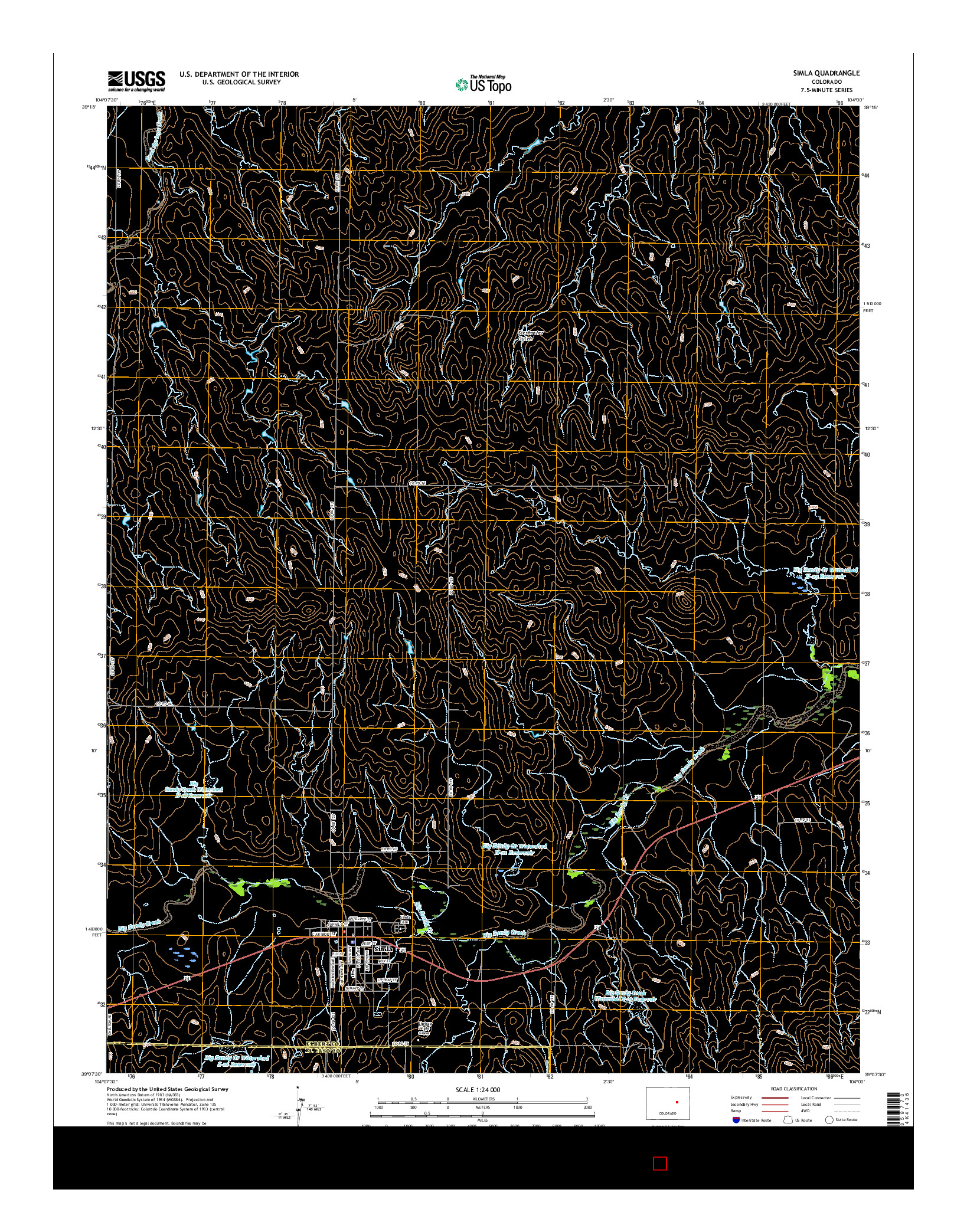 USGS US TOPO 7.5-MINUTE MAP FOR SIMLA, CO 2016