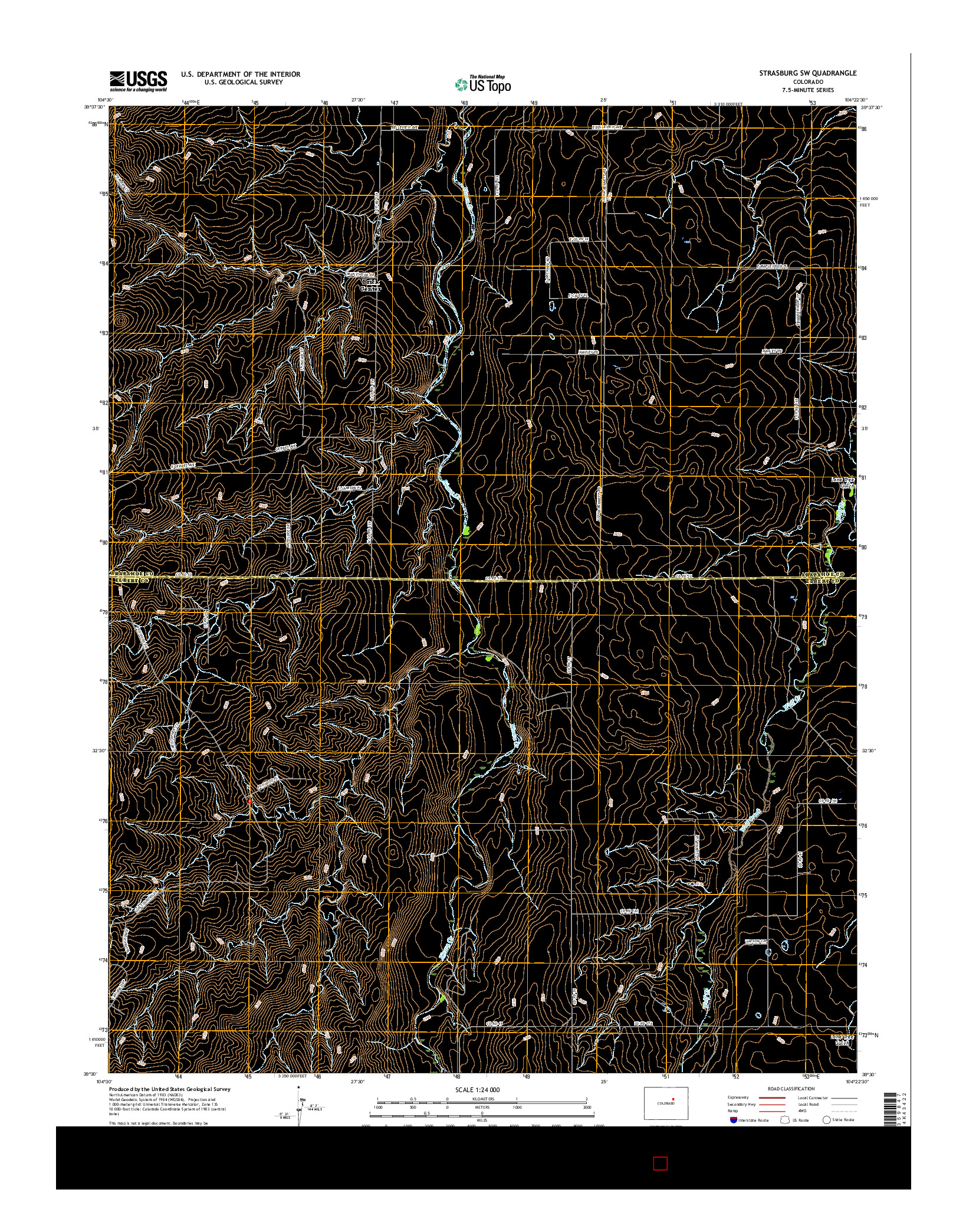 USGS US TOPO 7.5-MINUTE MAP FOR STRASBURG SW, CO 2016