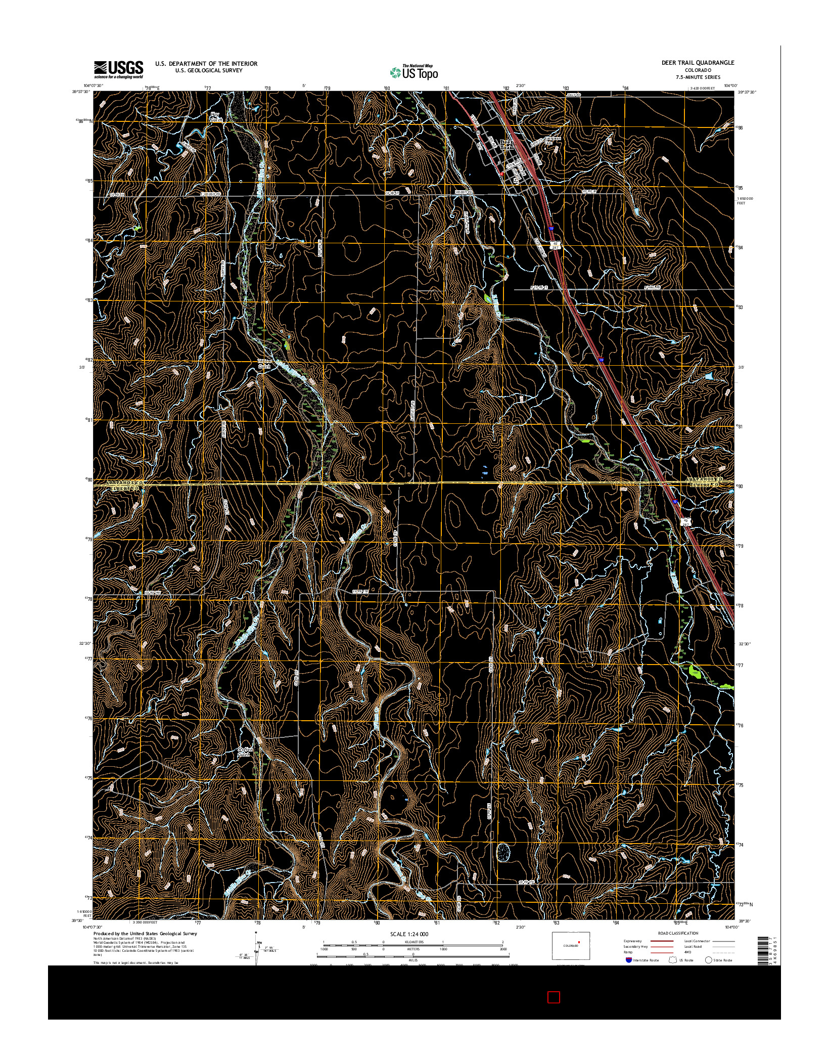 USGS US TOPO 7.5-MINUTE MAP FOR DEER TRAIL, CO 2016