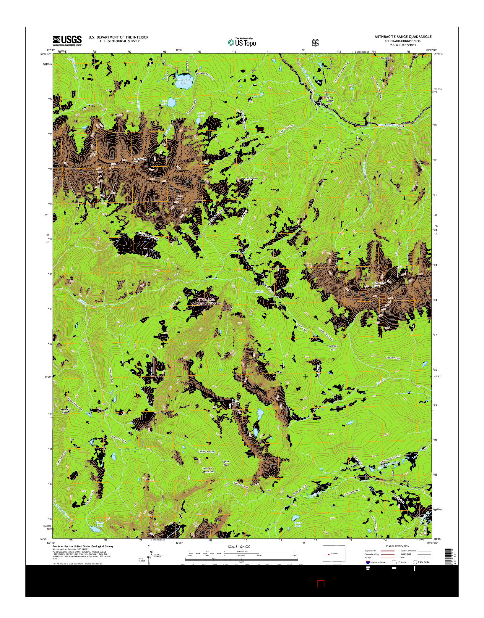 USGS US TOPO 7.5-MINUTE MAP FOR ANTHRACITE RANGE, CO 2016