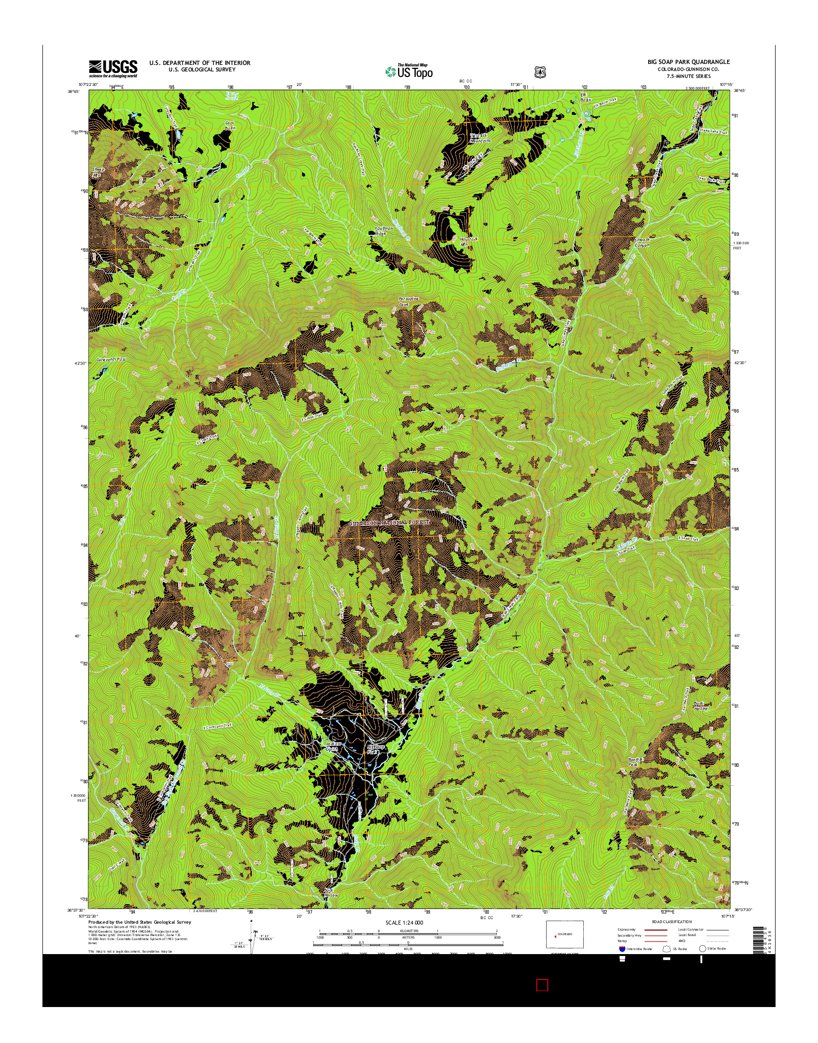 USGS US TOPO 7.5-MINUTE MAP FOR BIG SOAP PARK, CO 2016