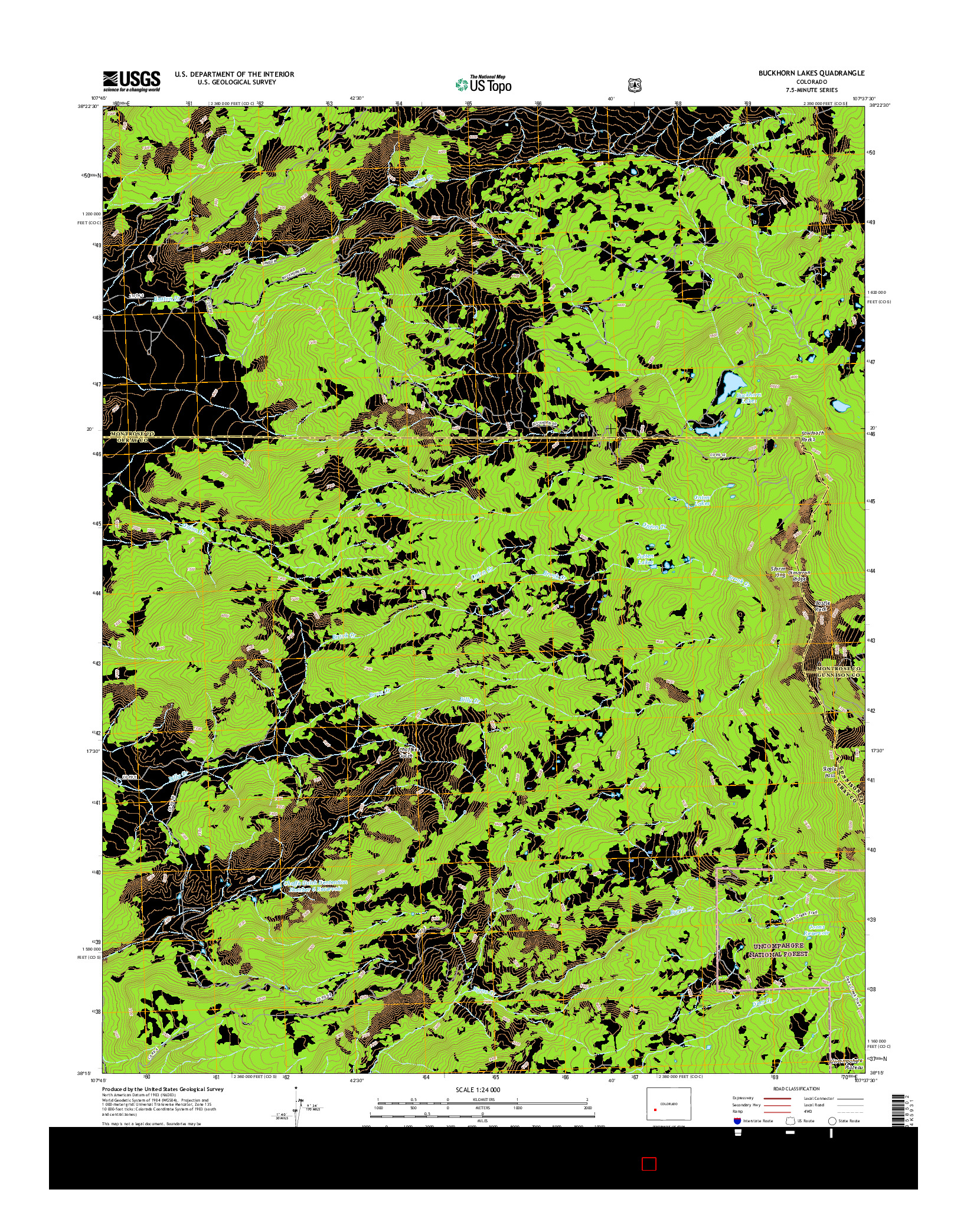 USGS US TOPO 7.5-MINUTE MAP FOR BUCKHORN LAKES, CO 2016