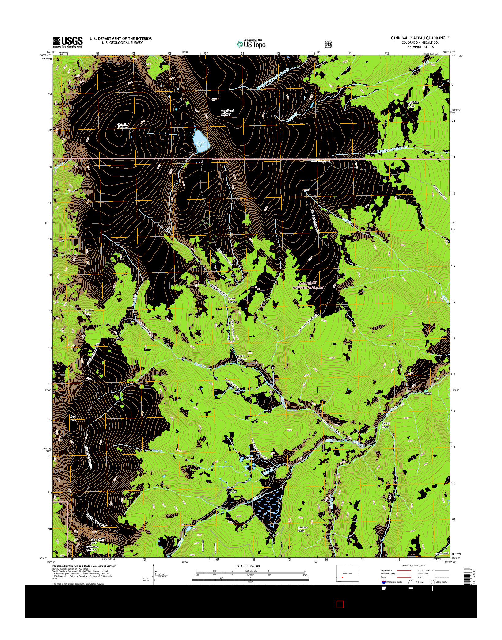 USGS US TOPO 7.5-MINUTE MAP FOR CANNIBAL PLATEAU, CO 2016