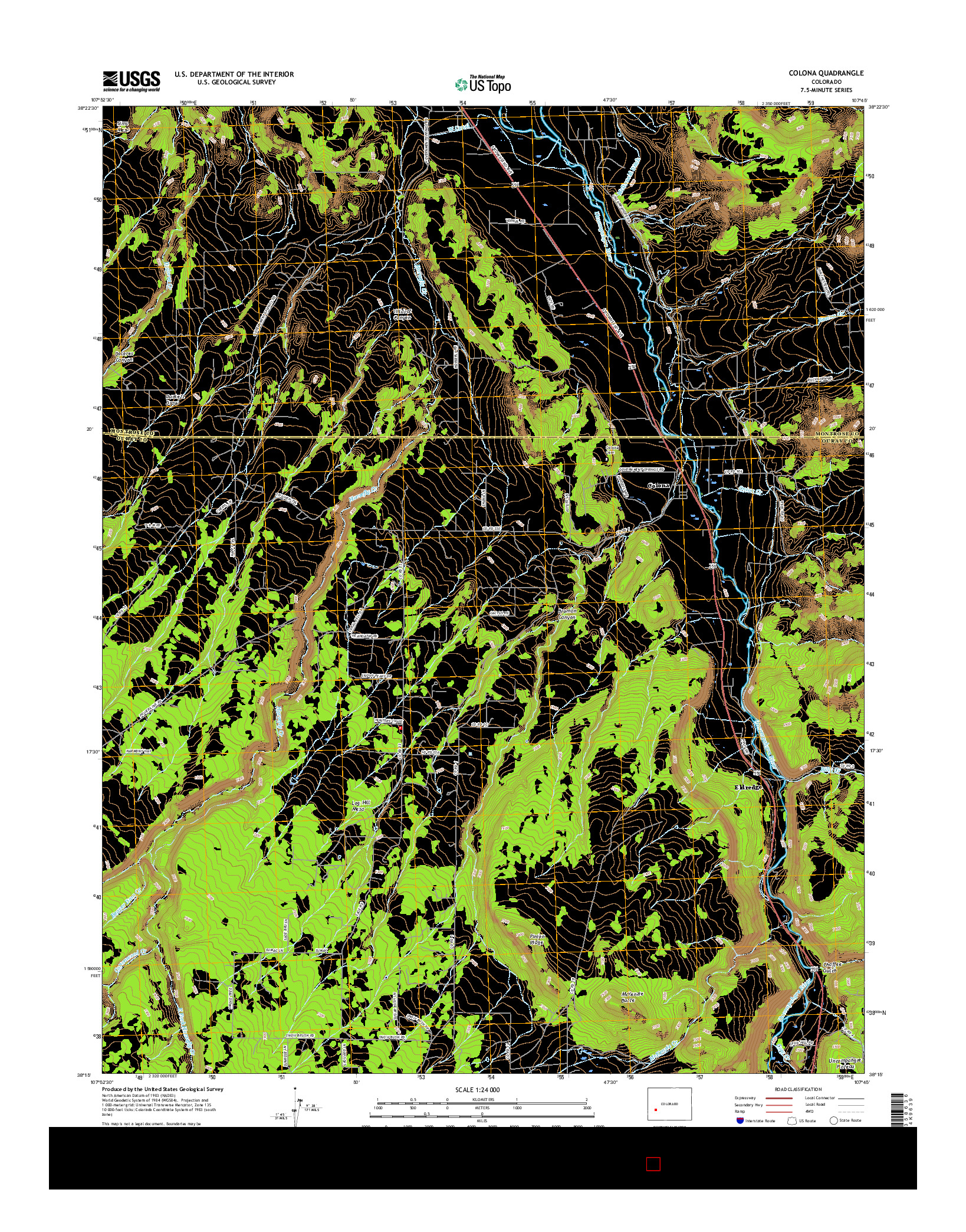 USGS US TOPO 7.5-MINUTE MAP FOR COLONA, CO 2016