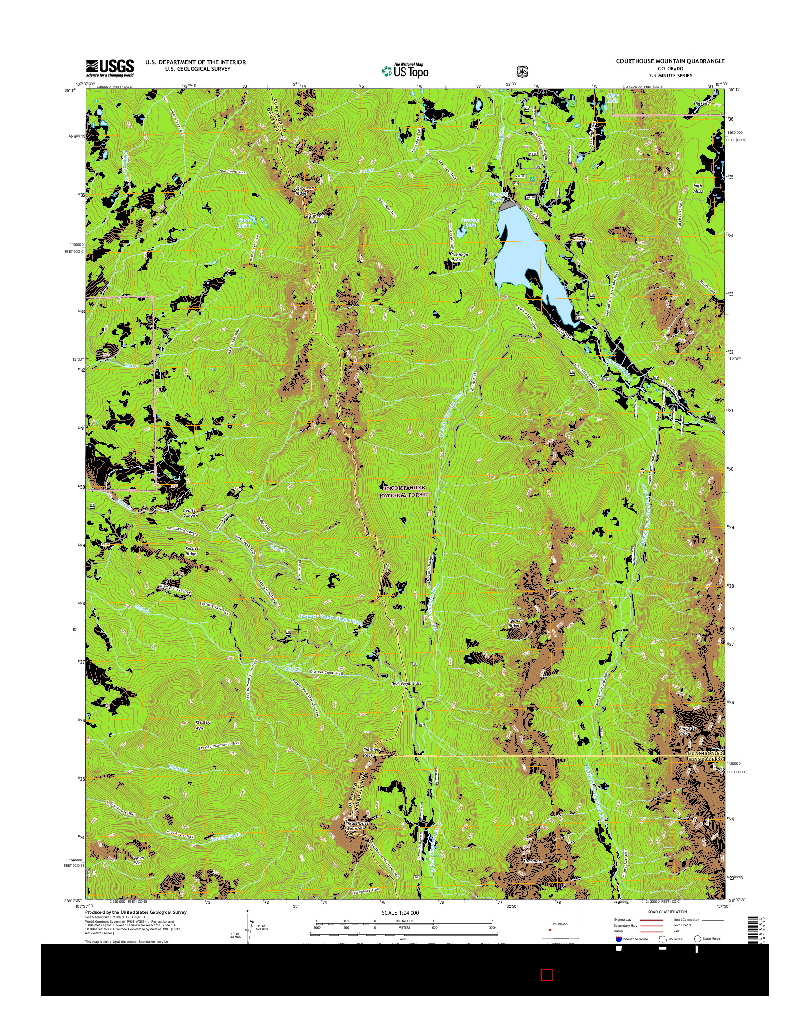 USGS US TOPO 7.5-MINUTE MAP FOR COURTHOUSE MOUNTAIN, CO 2016