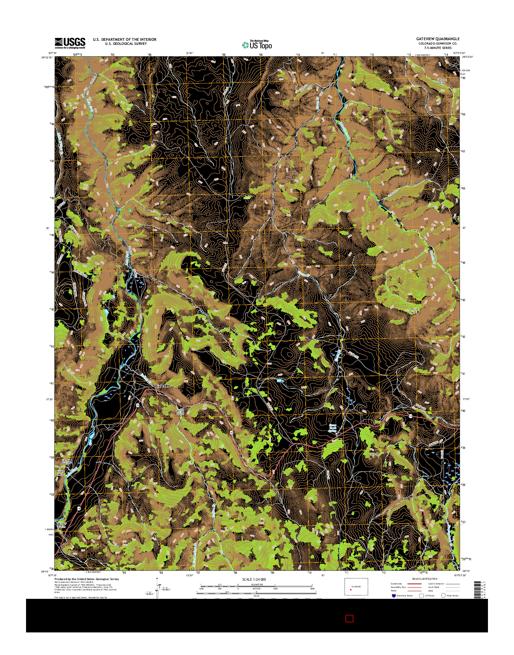 USGS US TOPO 7.5-MINUTE MAP FOR GATEVIEW, CO 2016
