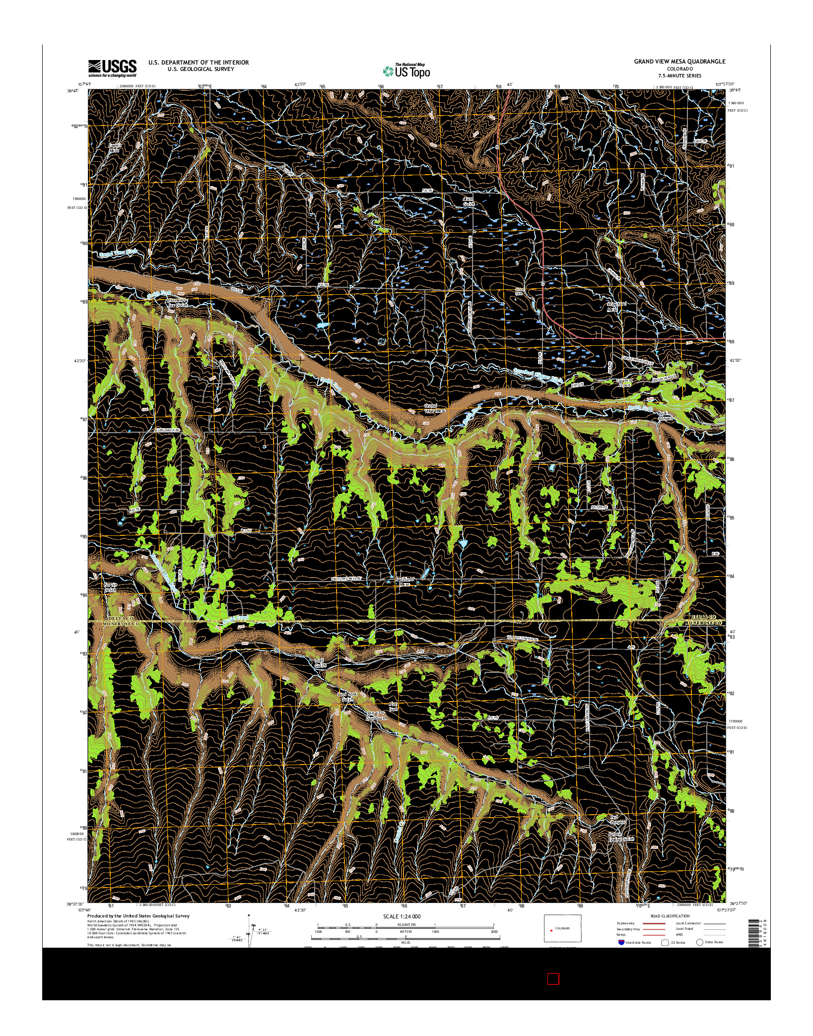 USGS US TOPO 7.5-MINUTE MAP FOR GRAND VIEW MESA, CO 2016