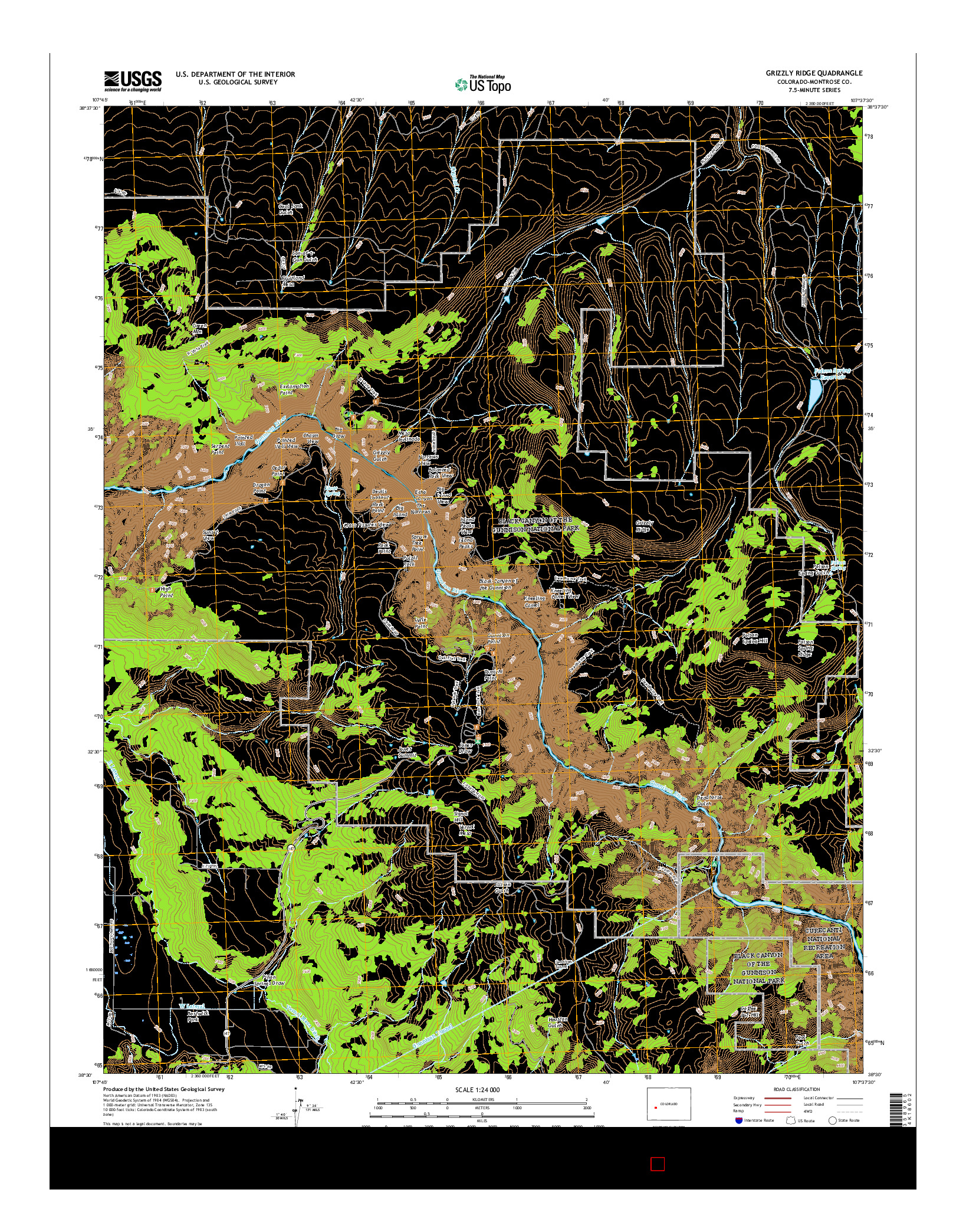 USGS US TOPO 7.5-MINUTE MAP FOR GRIZZLY RIDGE, CO 2016