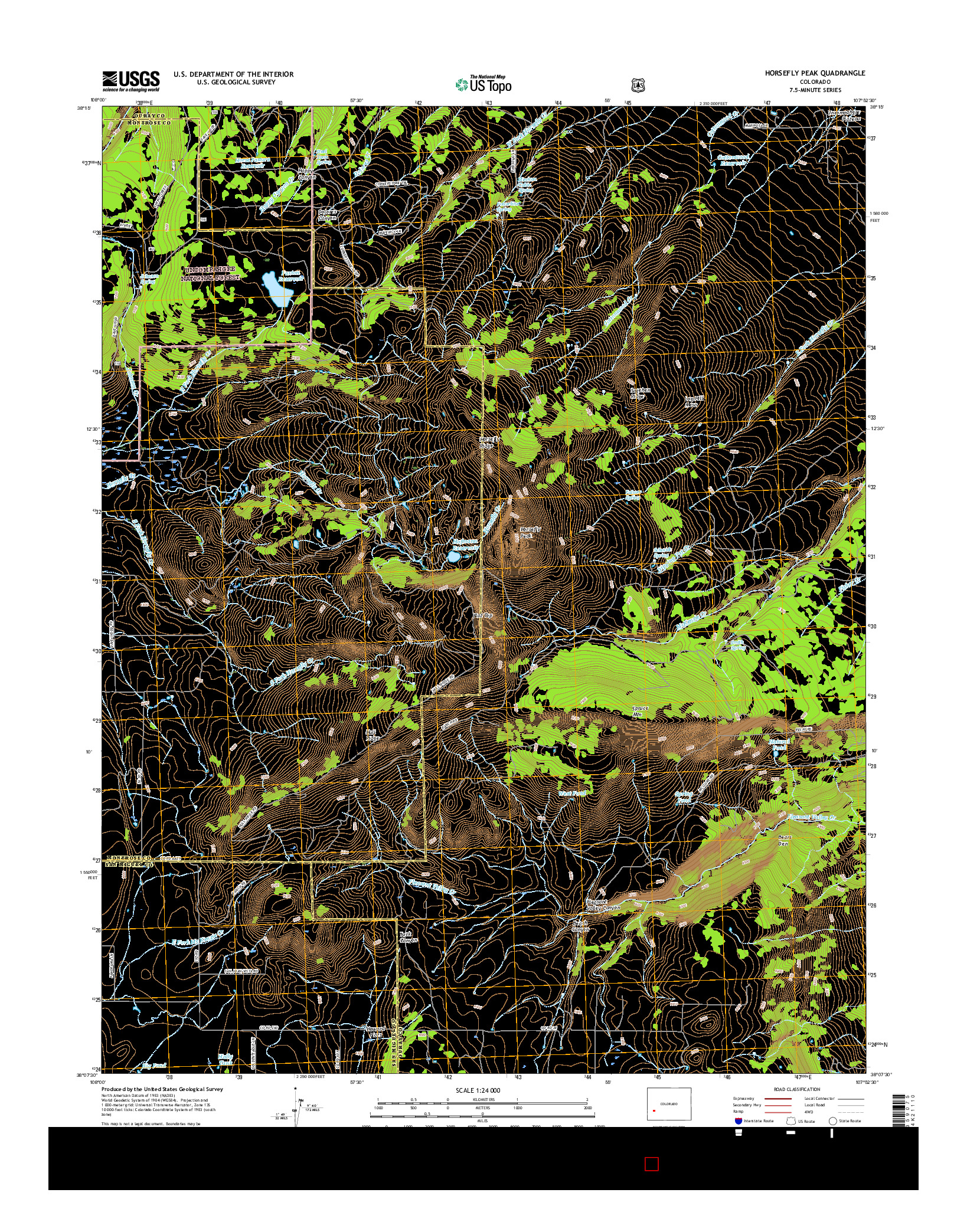USGS US TOPO 7.5-MINUTE MAP FOR HORSEFLY PEAK, CO 2016