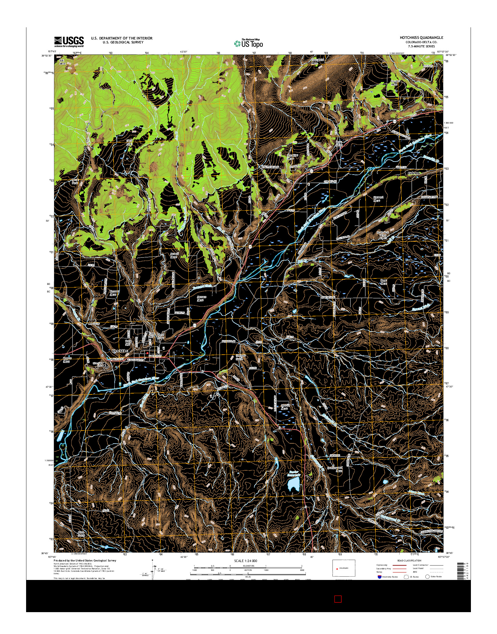 USGS US TOPO 7.5-MINUTE MAP FOR HOTCHKISS, CO 2016