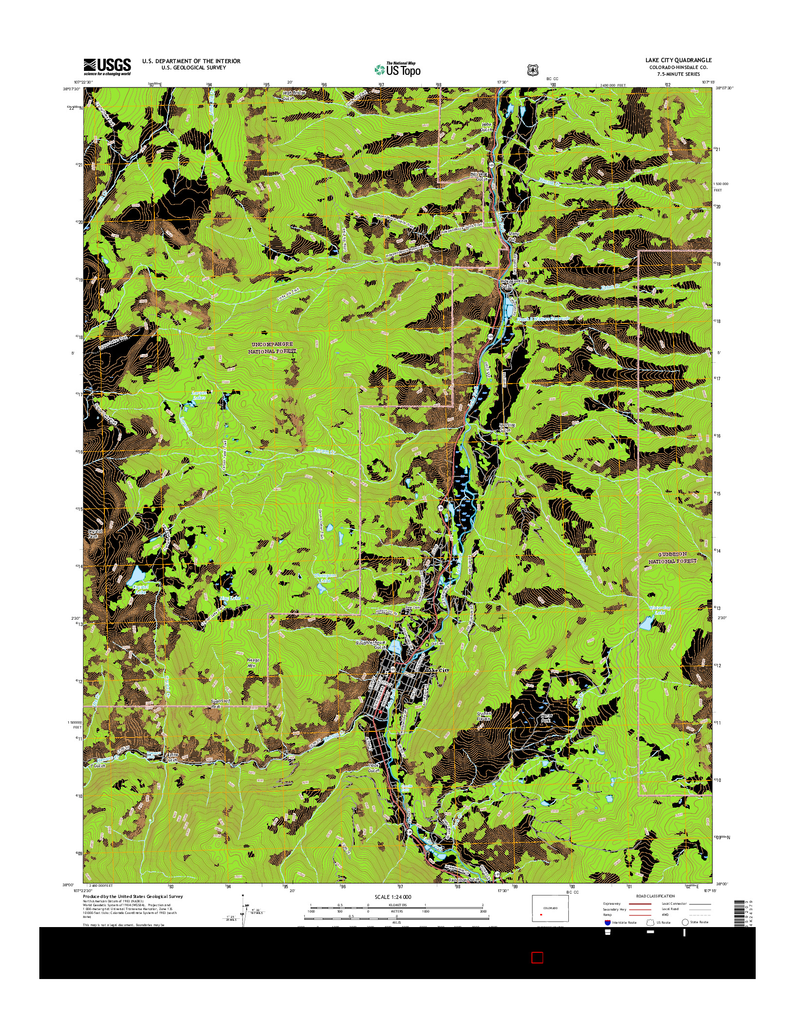 USGS US TOPO 7.5-MINUTE MAP FOR LAKE CITY, CO 2016