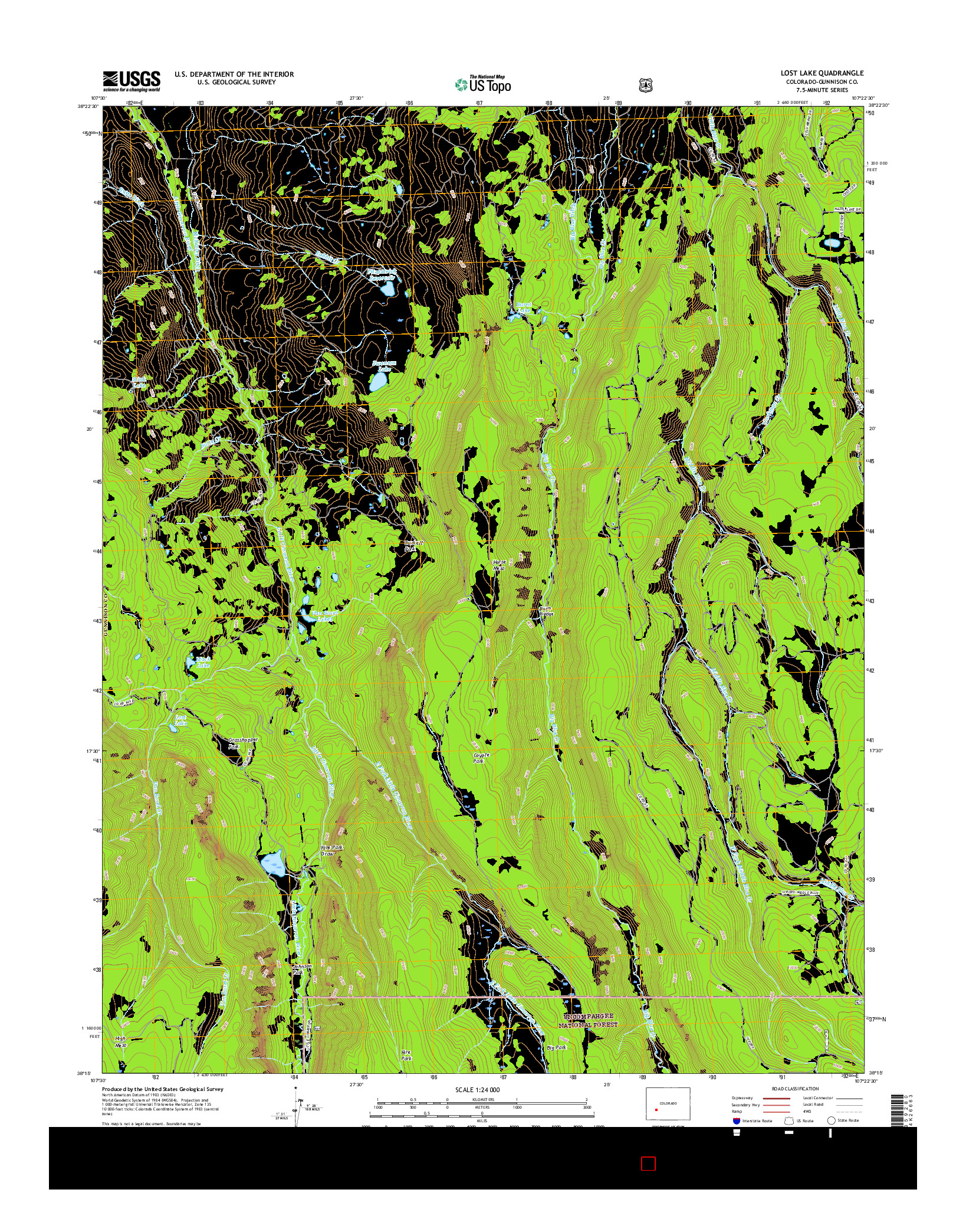 USGS US TOPO 7.5-MINUTE MAP FOR LOST LAKE, CO 2016