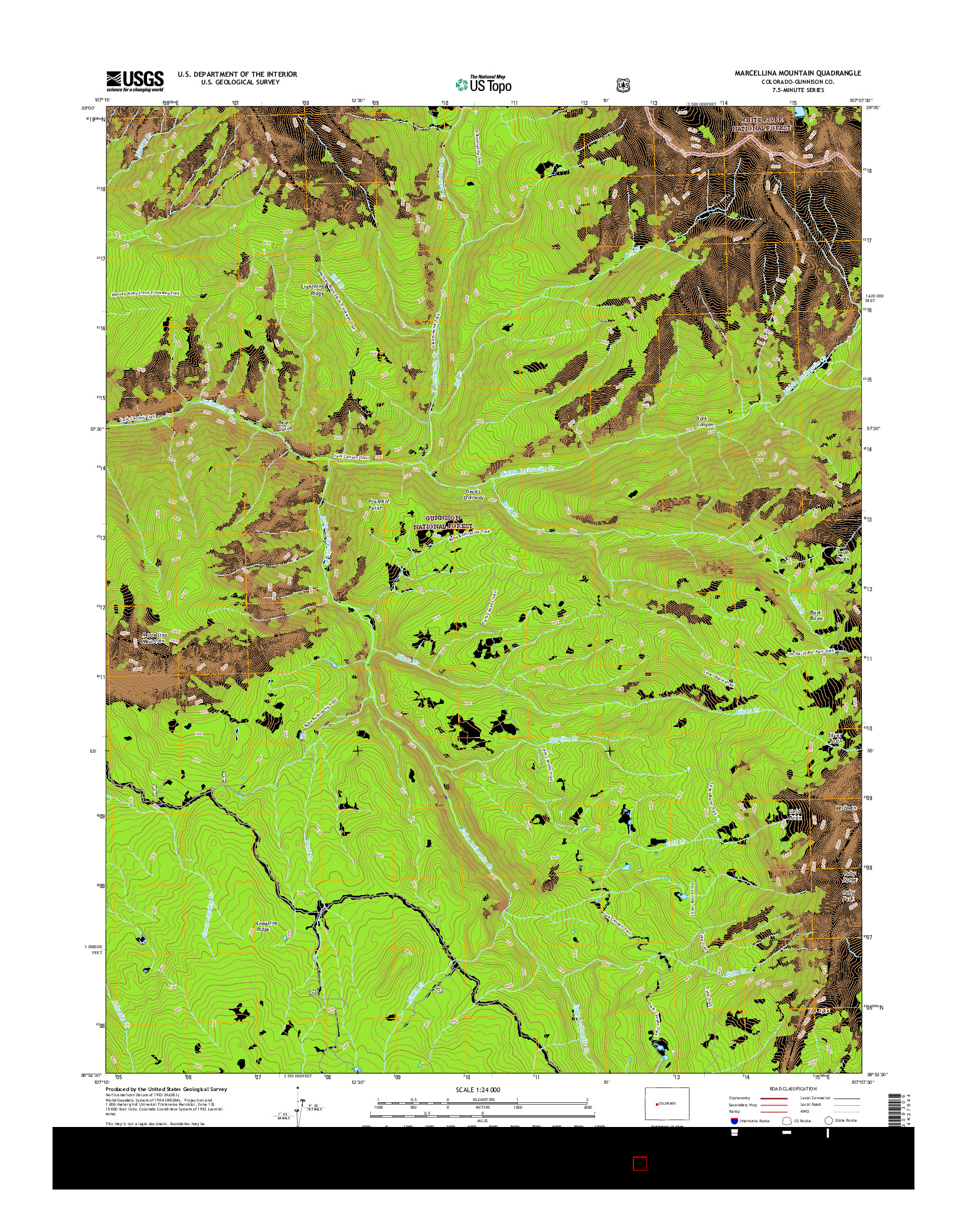 USGS US TOPO 7.5-MINUTE MAP FOR MARCELLINA MOUNTAIN, CO 2016
