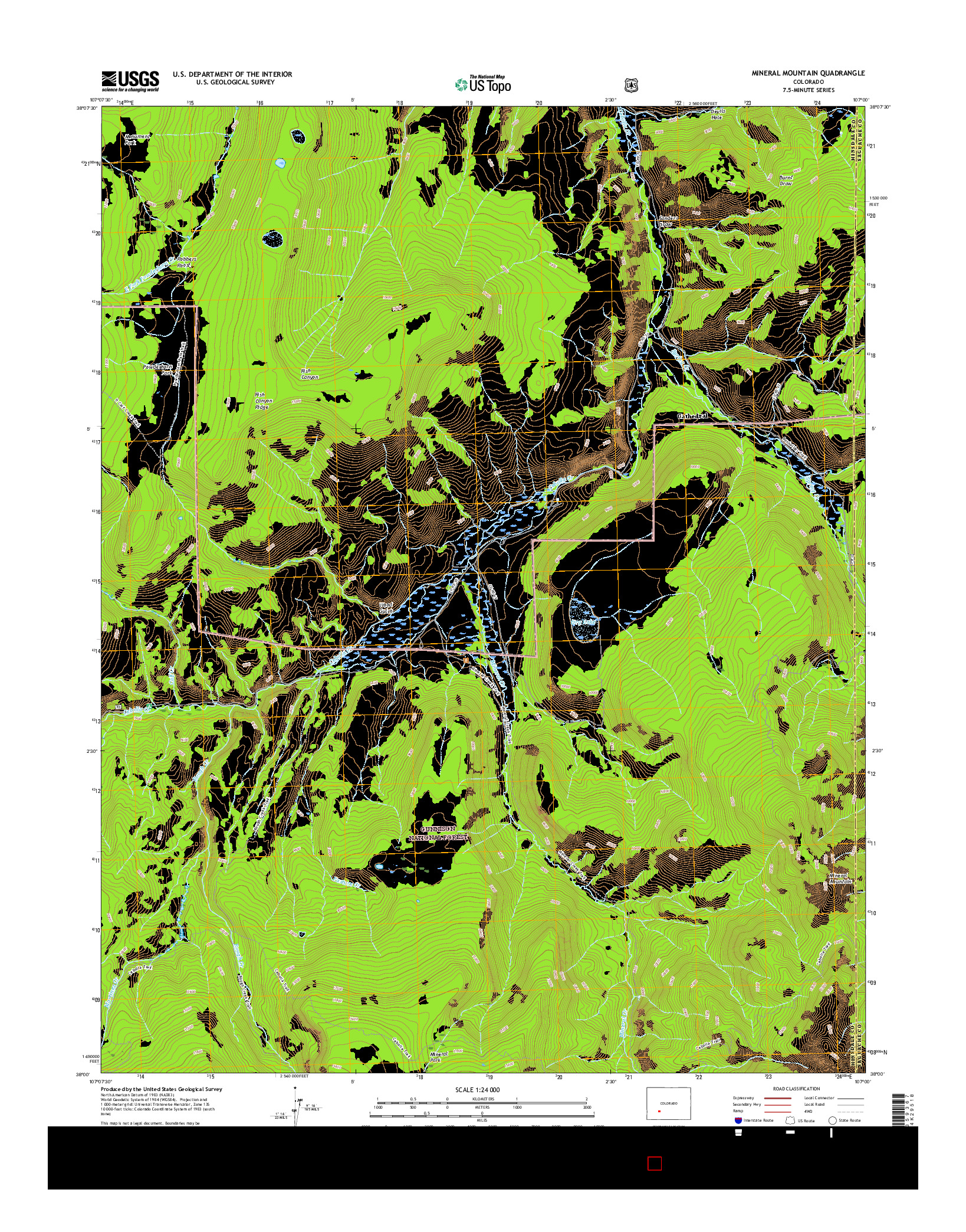 USGS US TOPO 7.5-MINUTE MAP FOR MINERAL MOUNTAIN, CO 2016