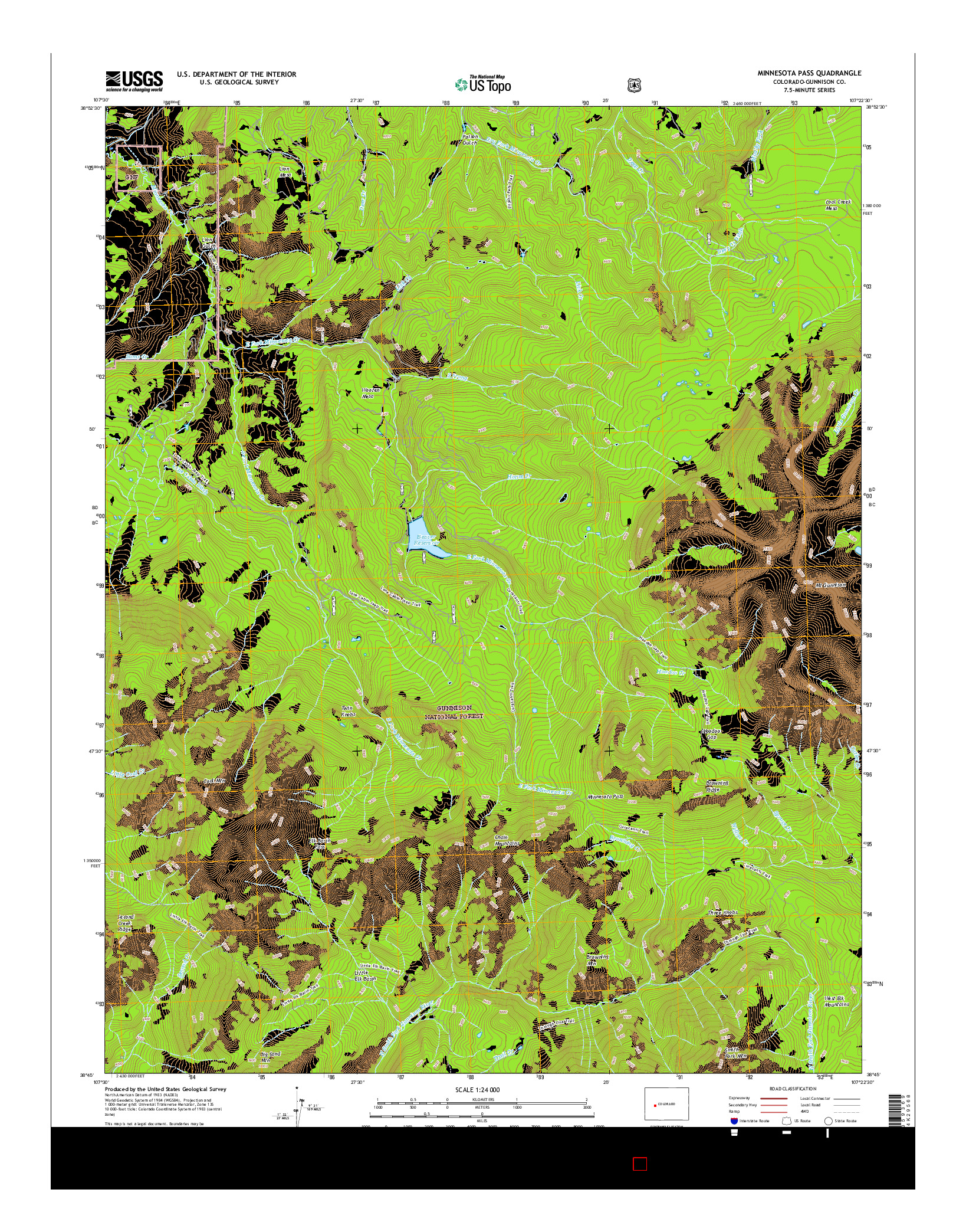 USGS US TOPO 7.5-MINUTE MAP FOR MINNESOTA PASS, CO 2016